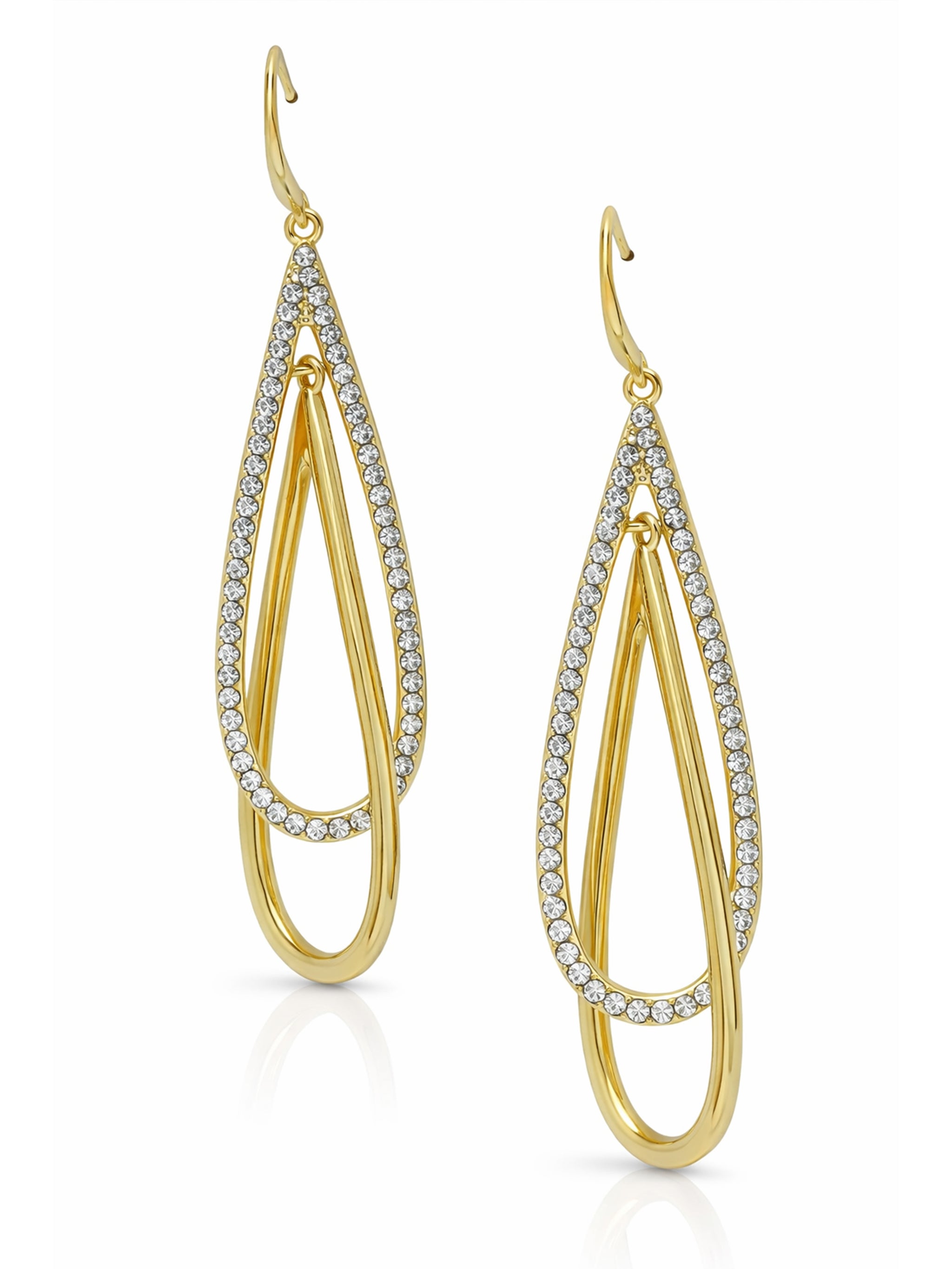 Double Loop Pavé Drop Earrings