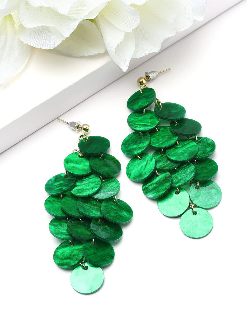 Natural Shell Disc Cascade Drop Earrings