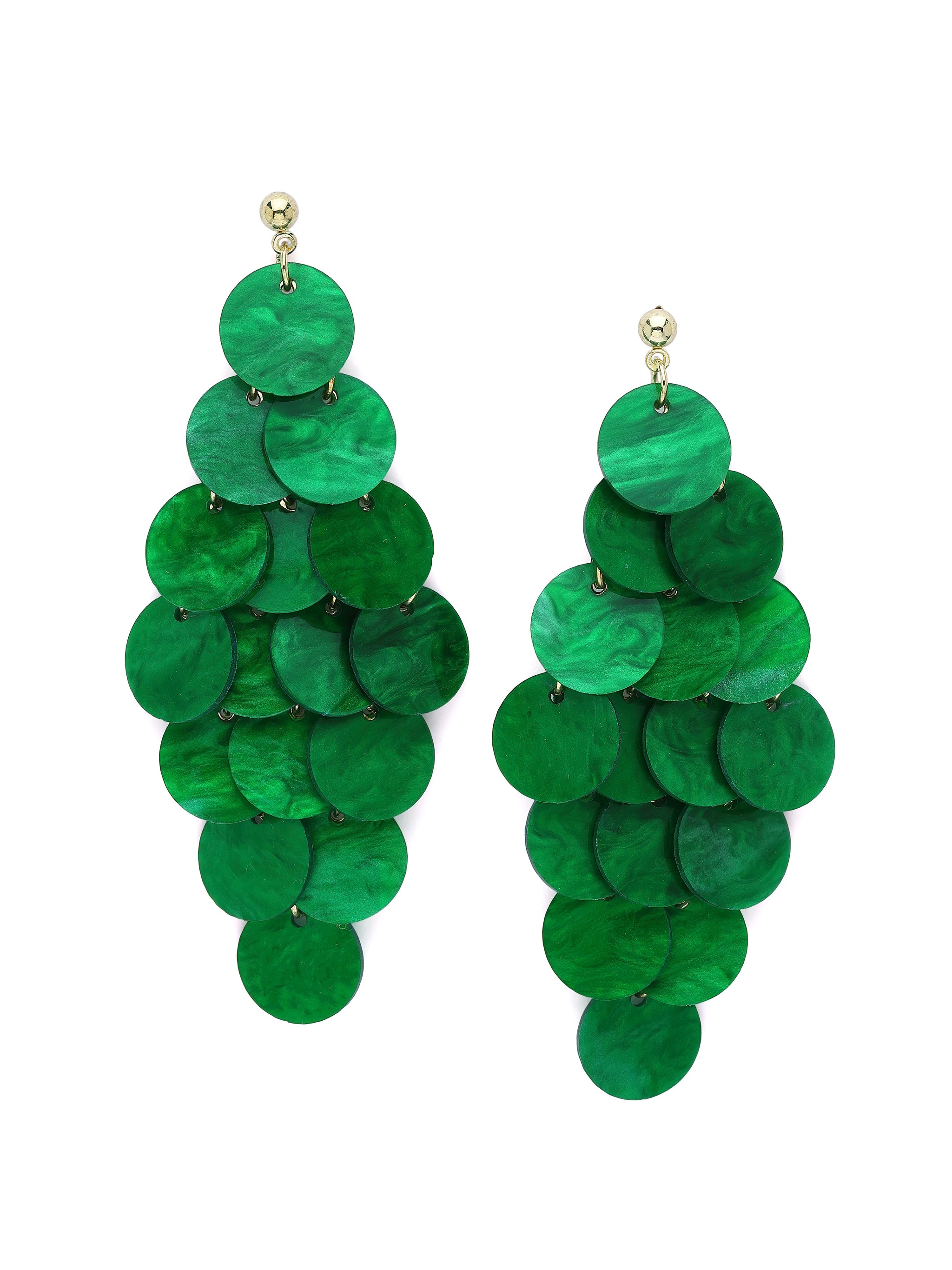 Natural Shell Disc Cascade Drop Earrings