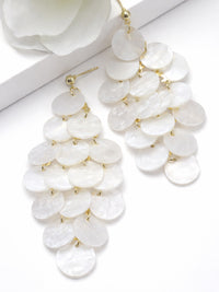 Natural Shell Disc Cascade Drop Earrings