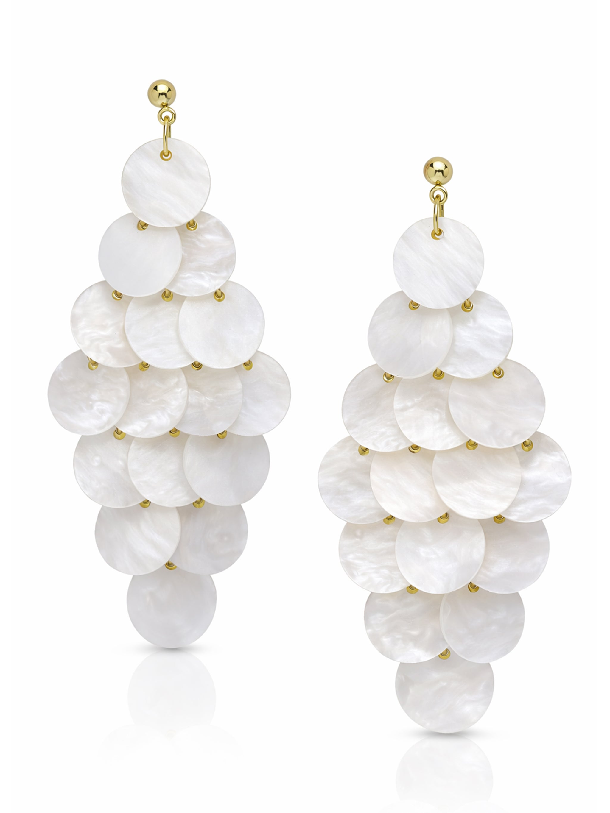Natural Shell Disc Cascade Drop Earrings