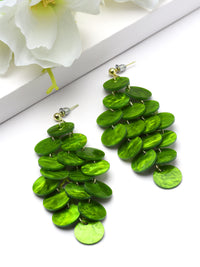 Natural Shell Disc Cascade Drop Earrings