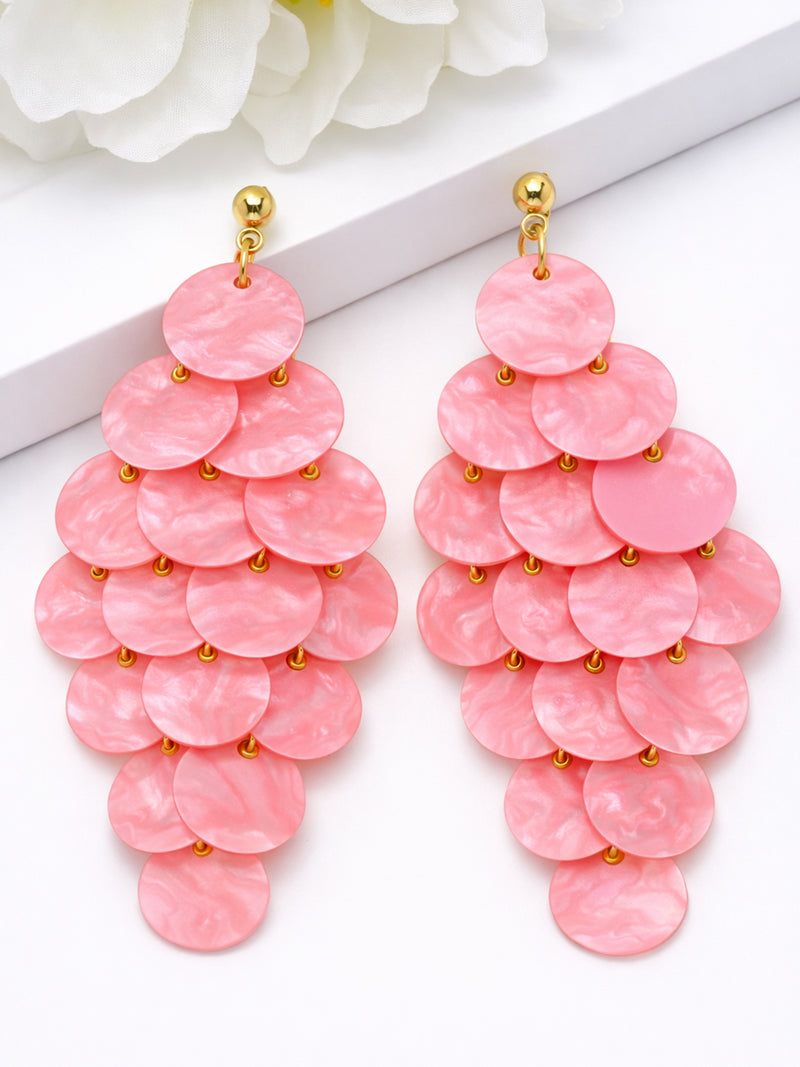 Natural Shell Disc Cascade Drop Earrings