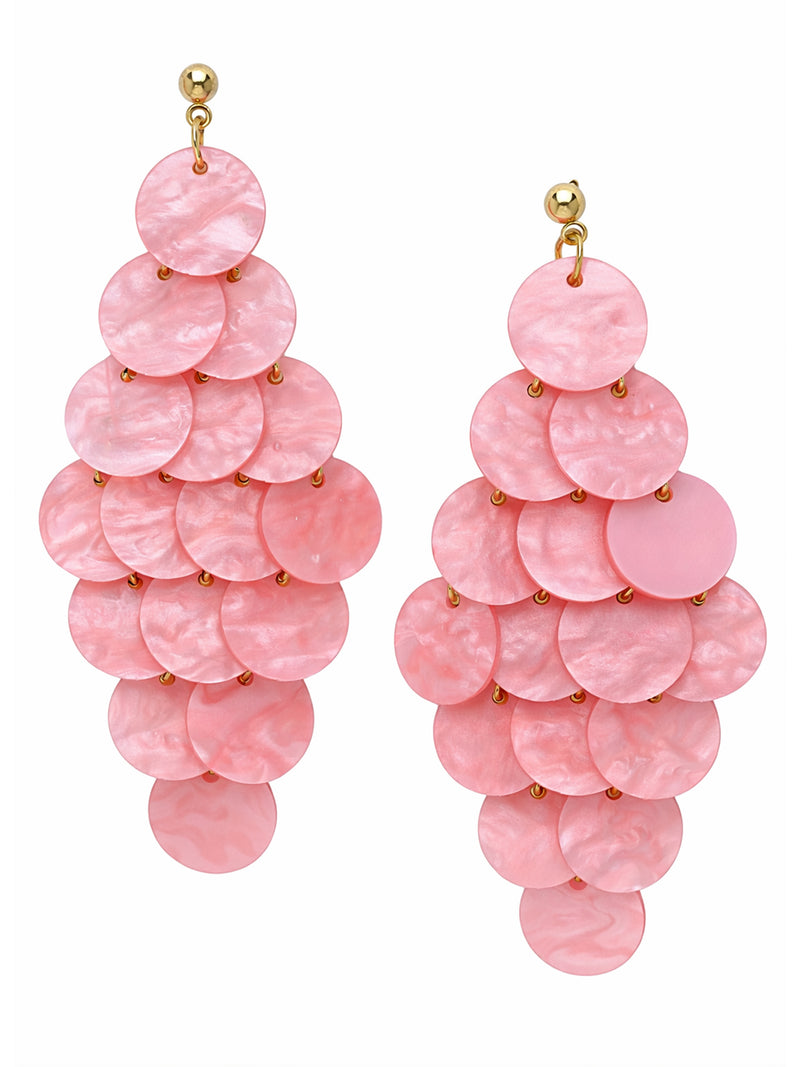 Natural Shell Disc Cascade Drop Earrings