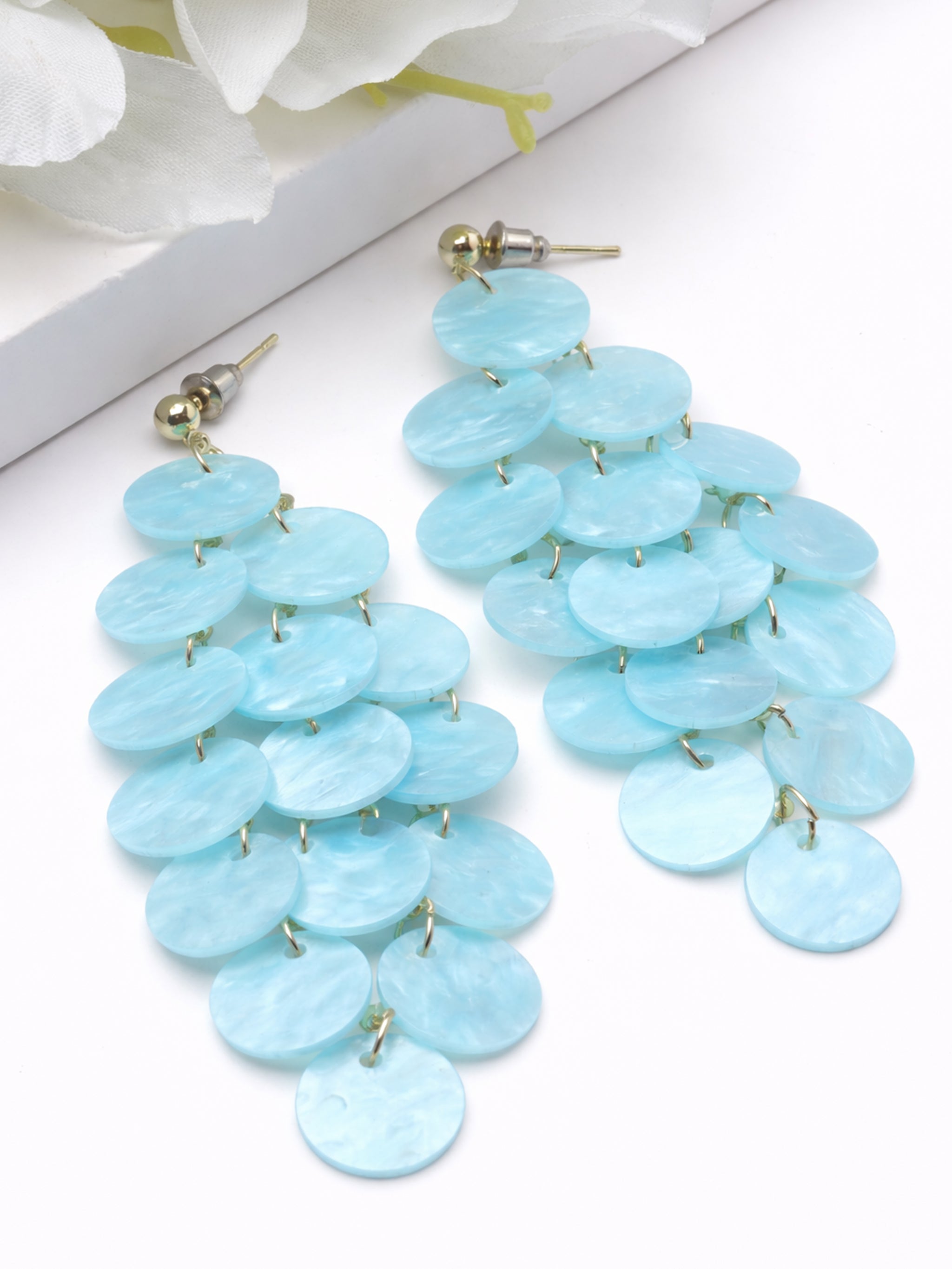 Natural Shell Disc Cascade Drop Earrings