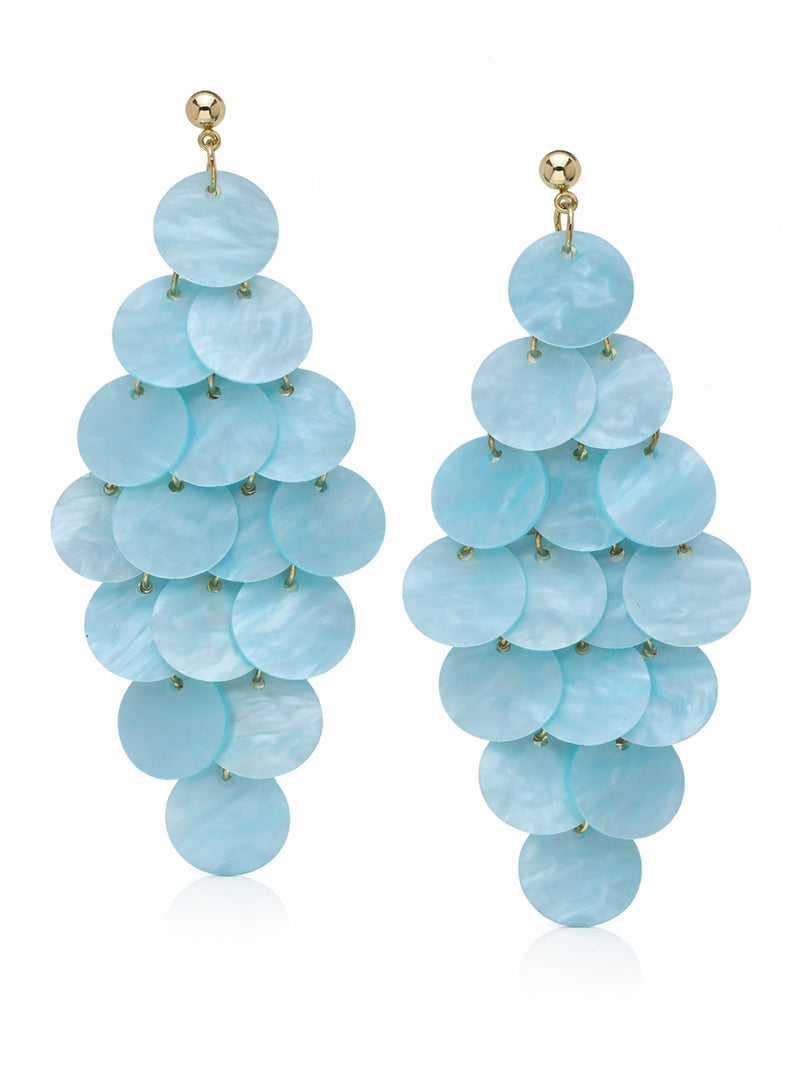Natural Shell Disc Cascade Drop Earrings