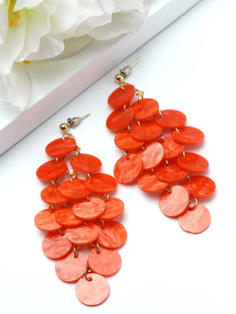 Natural Shell Disc Cascade Drop Earrings