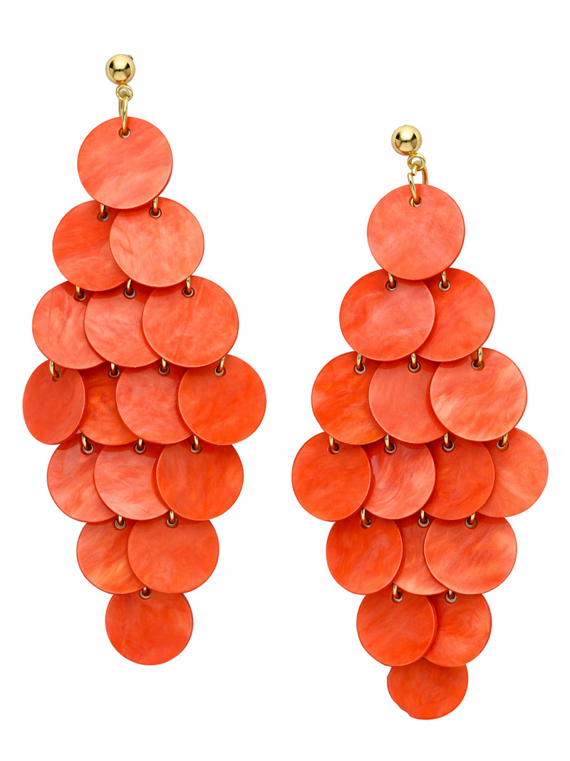 Natural Shell Disc Cascade Drop Earrings