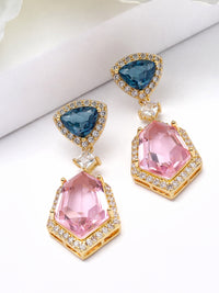 Geometric Double Stone Drop Earrings