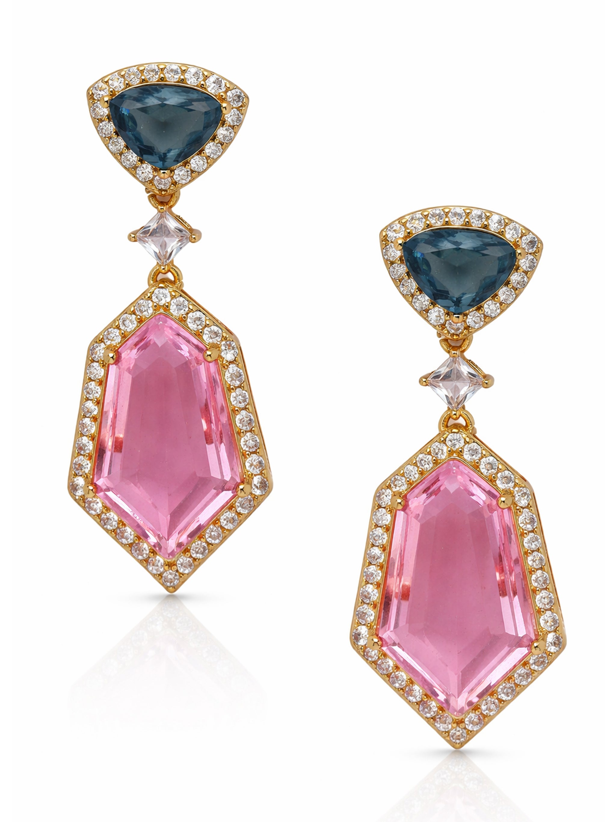 Geometric Double Stone Drop Earrings