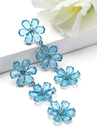 Triple Floral Crystal Drop Earrings