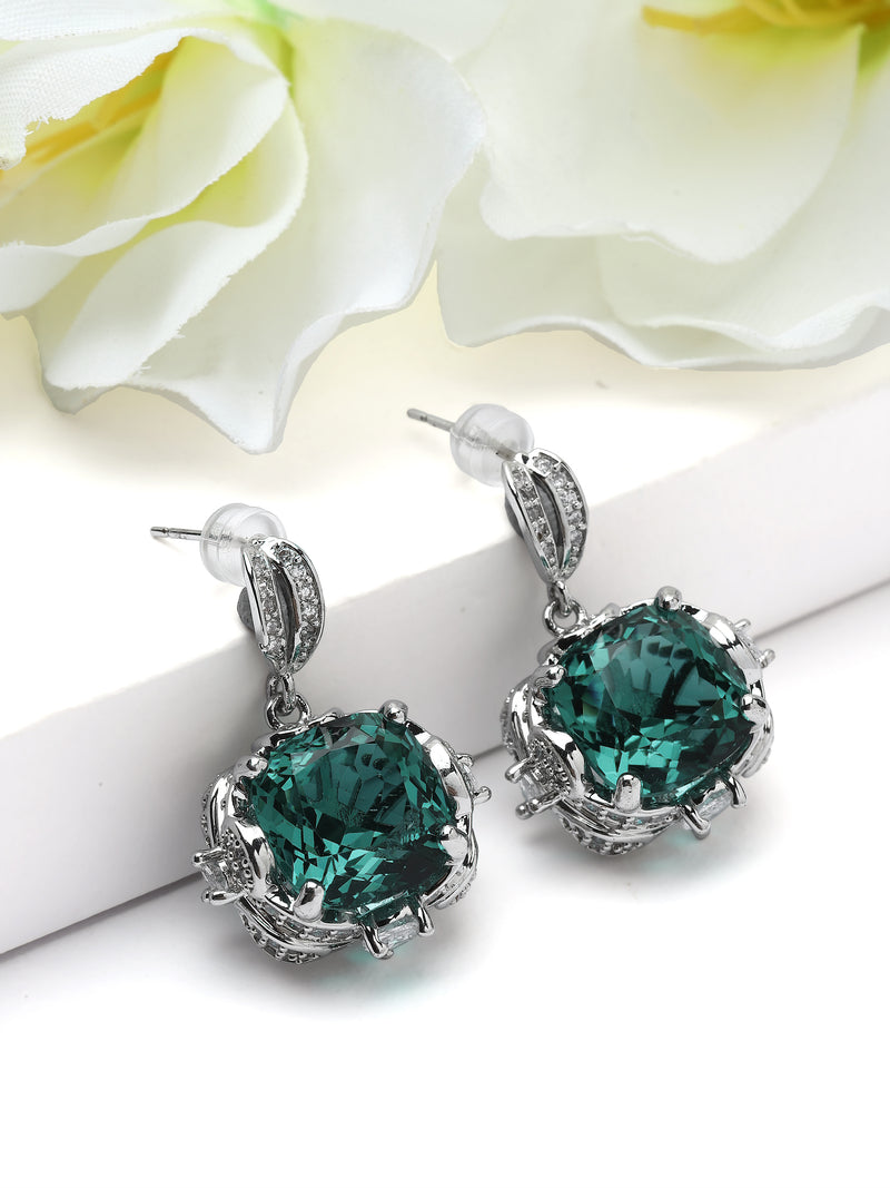 Cushion Cut Halo Drop Earrings