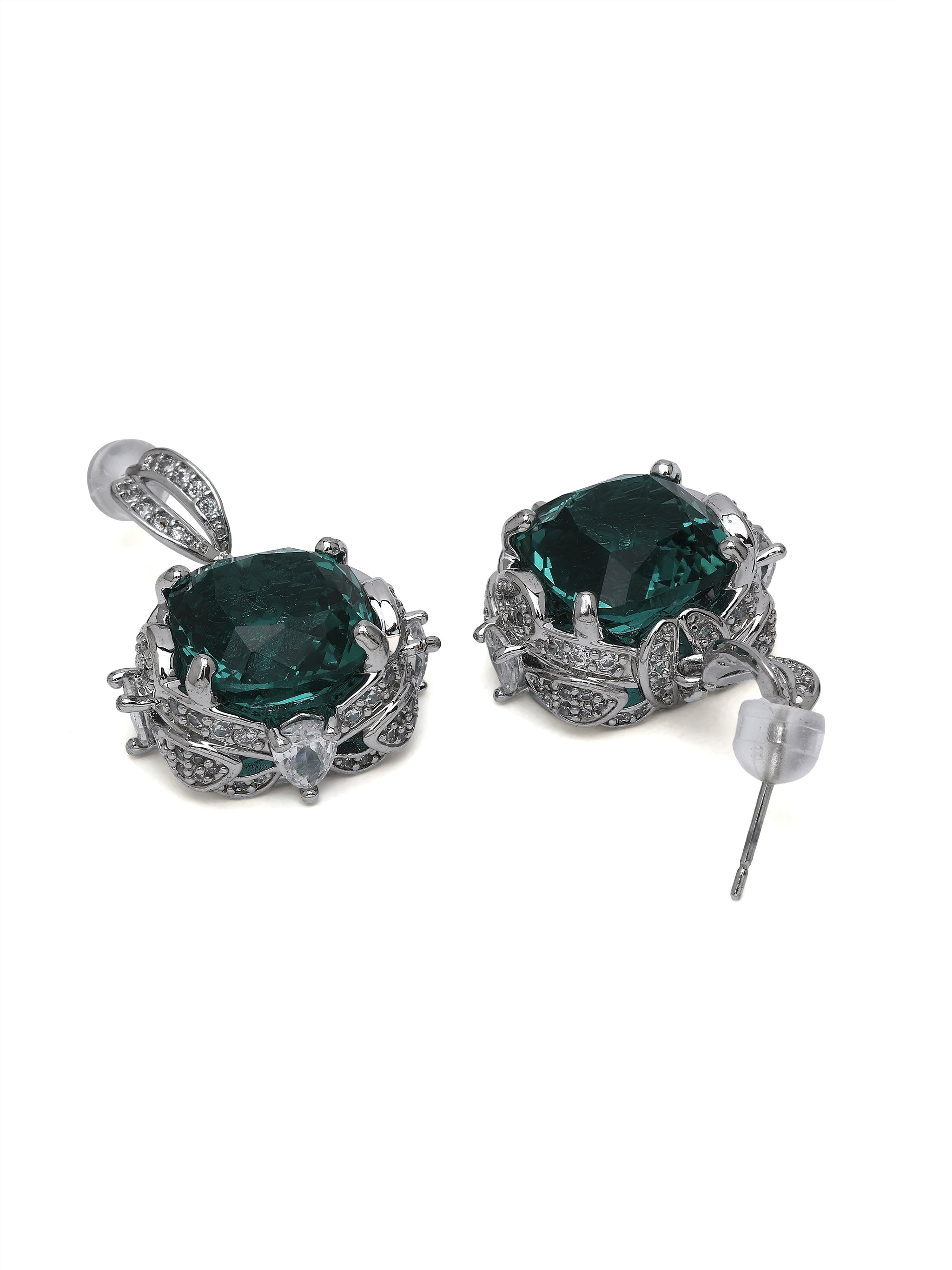 Cushion Cut Halo Drop Earrings