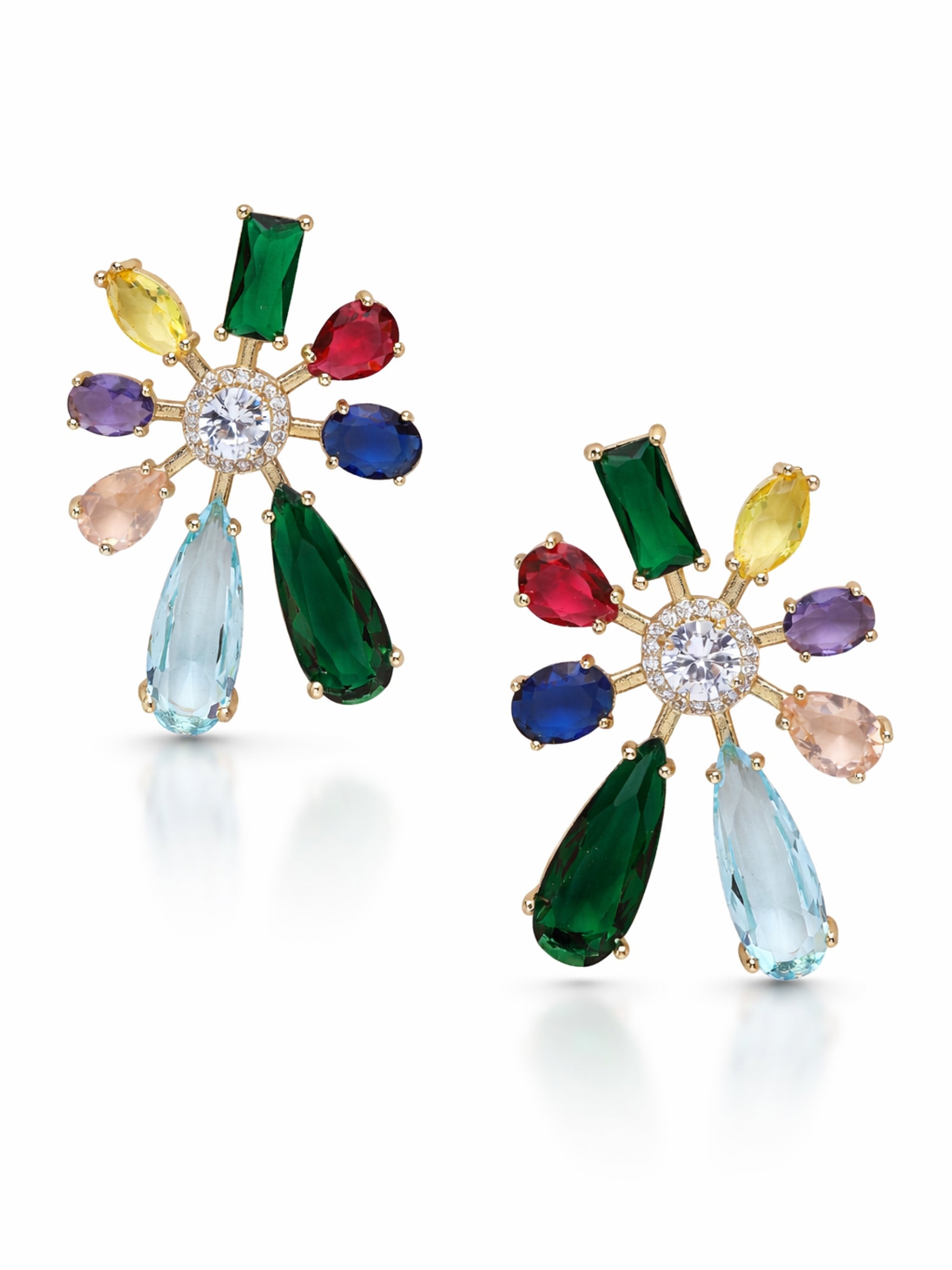 Sunburst Multistone Stud Earrings
