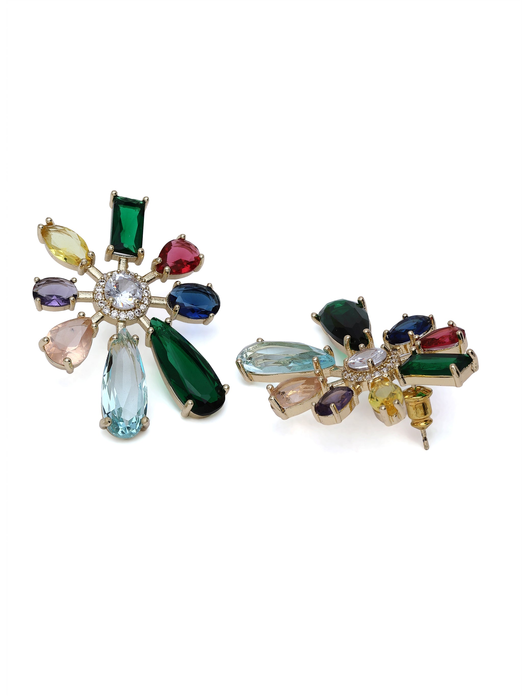 Sunburst Multistone Stud Earrings