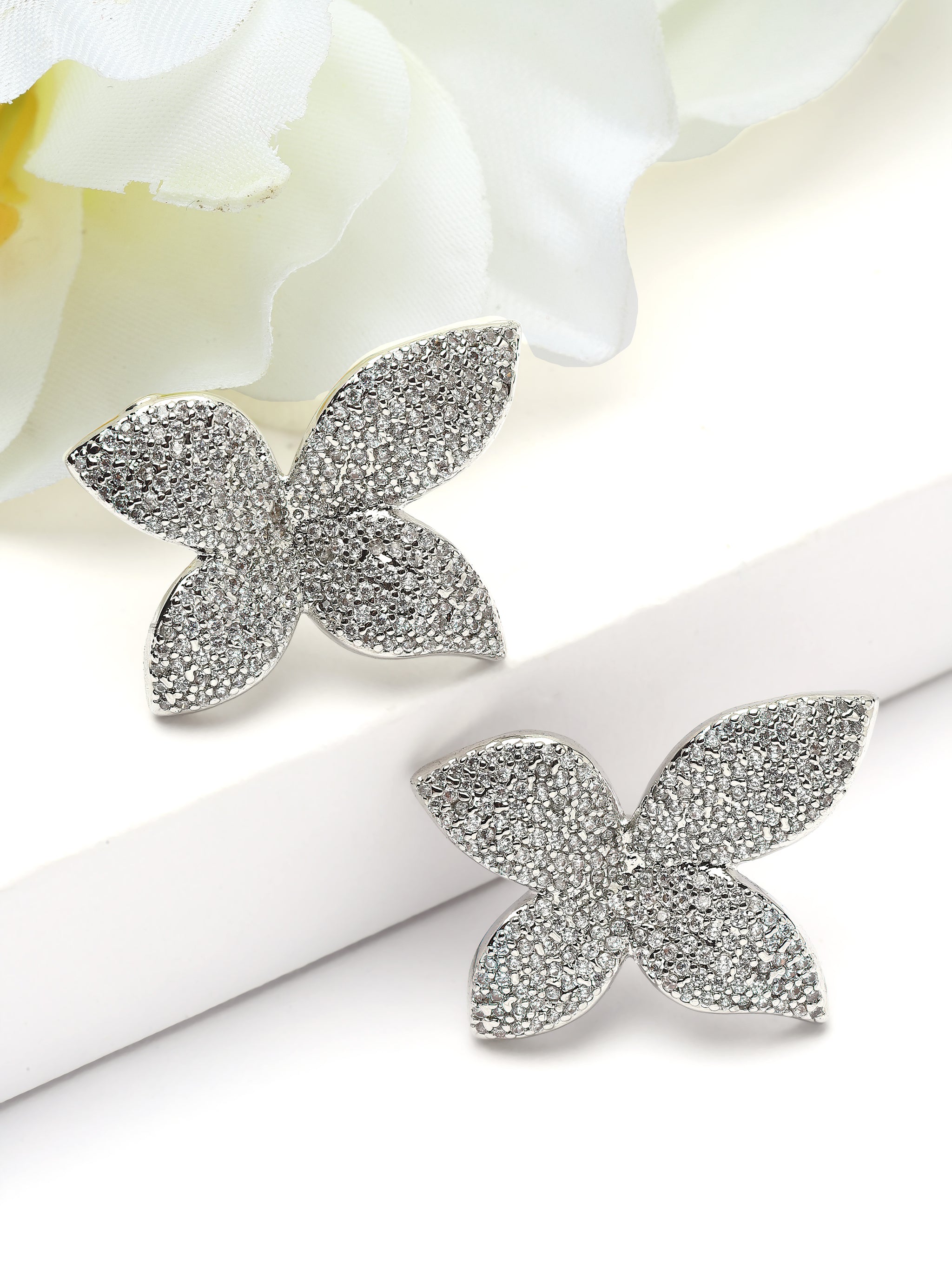 Pavé Floral Stud Earrings