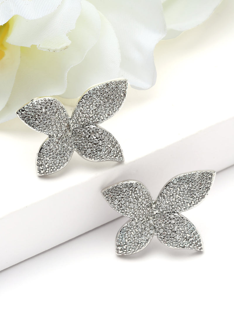 Pavé Floral Stud Earrings