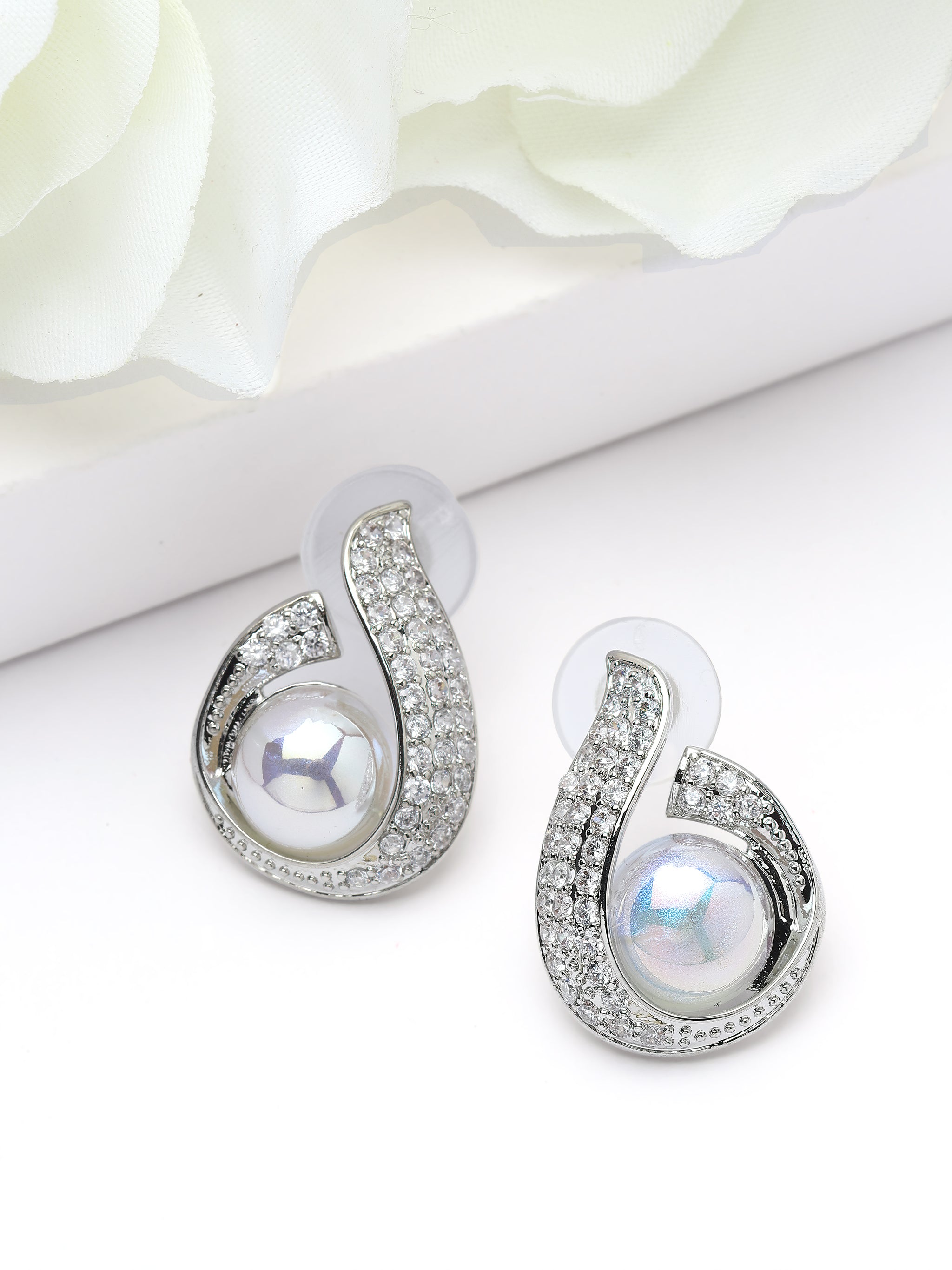 Swirl Opalescent Stone Stud Earrings