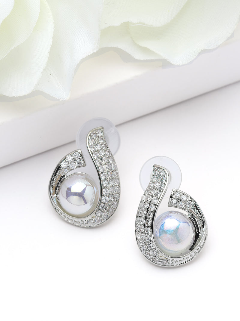 Swirl Opalescent Stone Stud Earrings