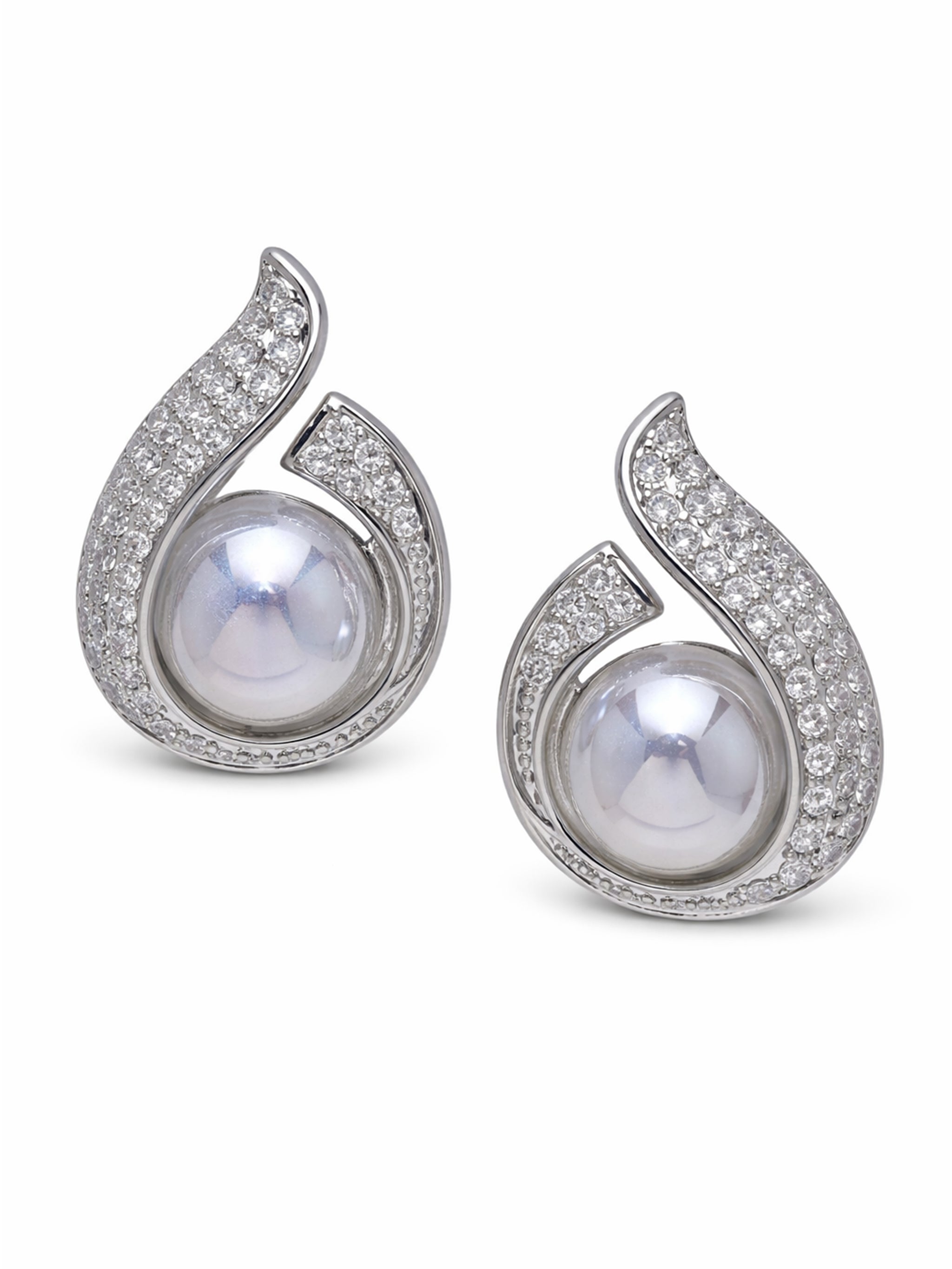 Swirl Opalescent Stone Stud Earrings