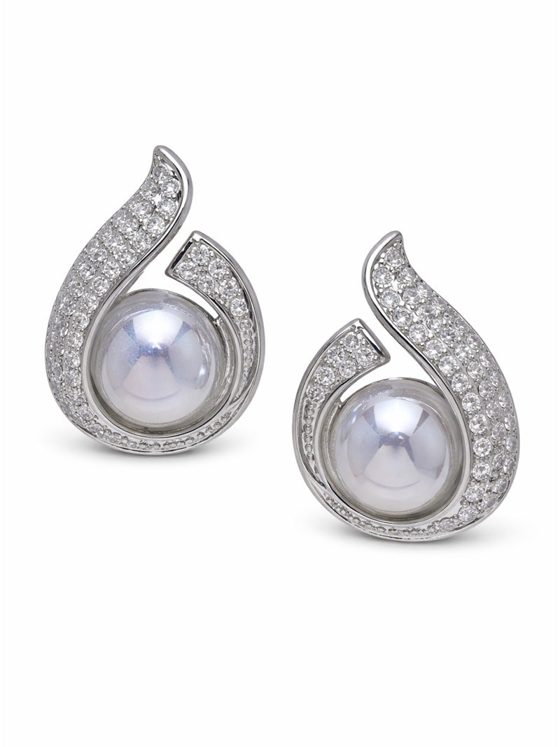 Swirl Opalescent Stone Stud Earrings