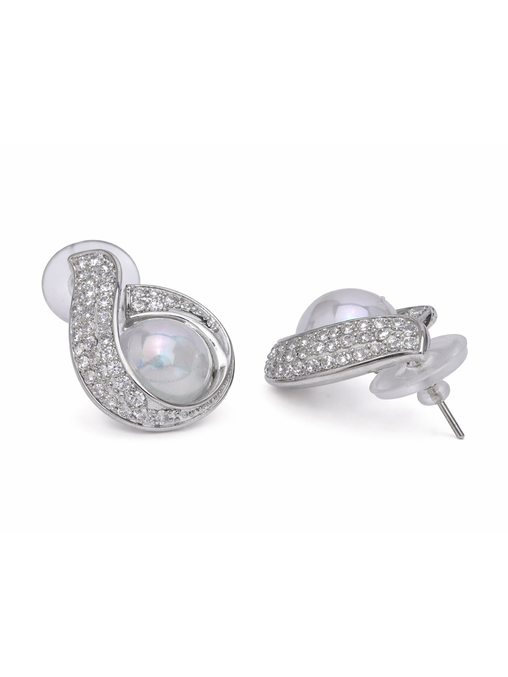 Swirl Opalescent Stone Stud Earrings