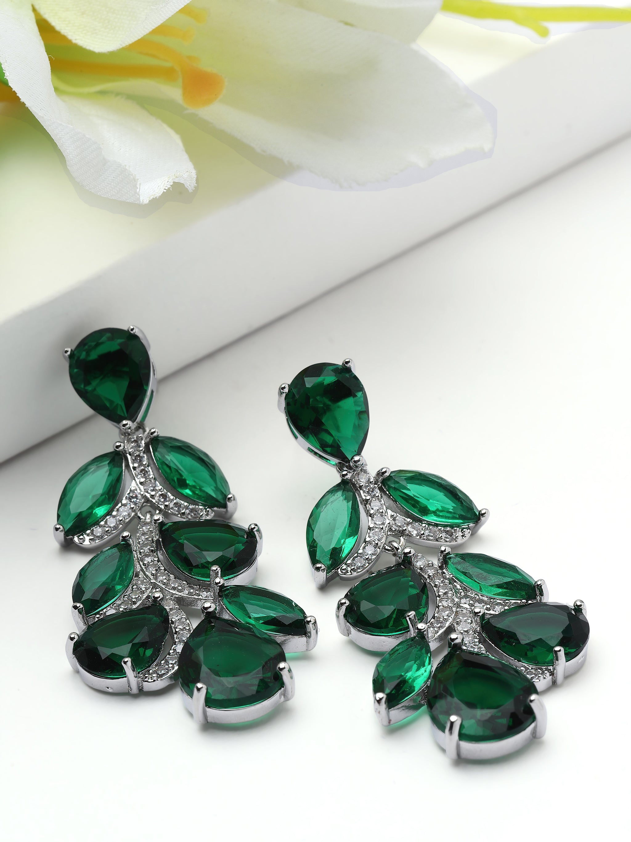 Leaf Cluster Statement Drop Earrings