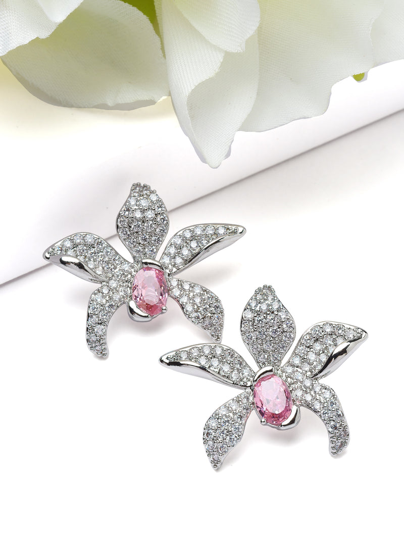 Floral Crystal Stud Earrings