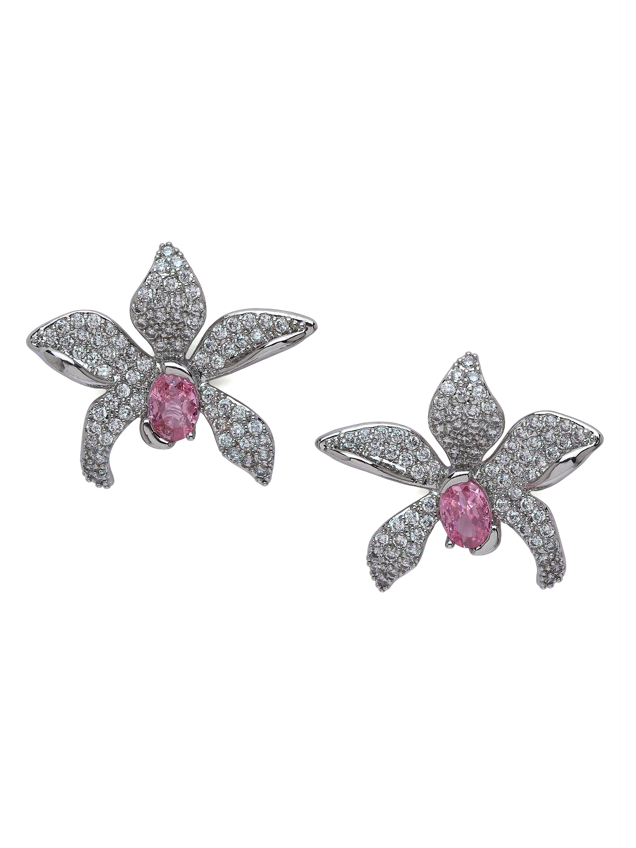 Floral Crystal Stud Earrings