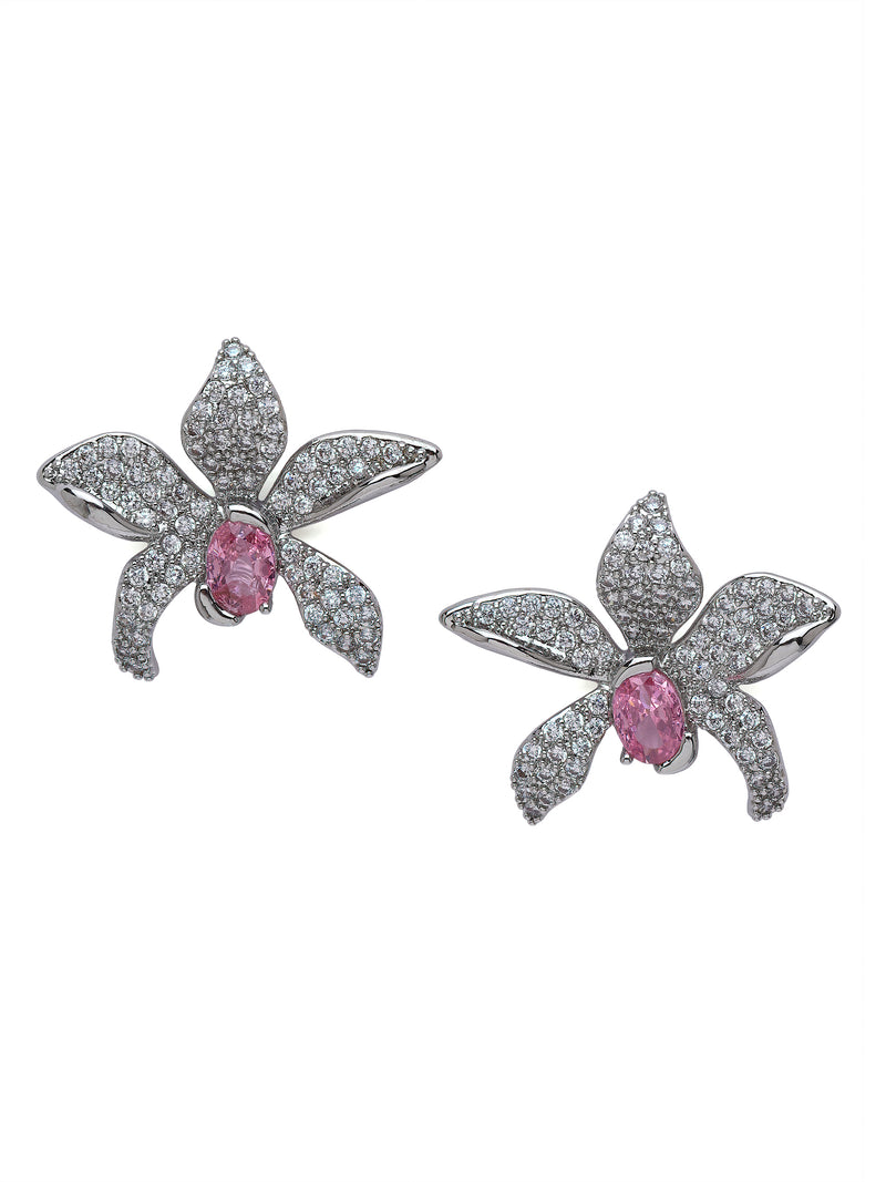 Floral Crystal Stud Earrings
