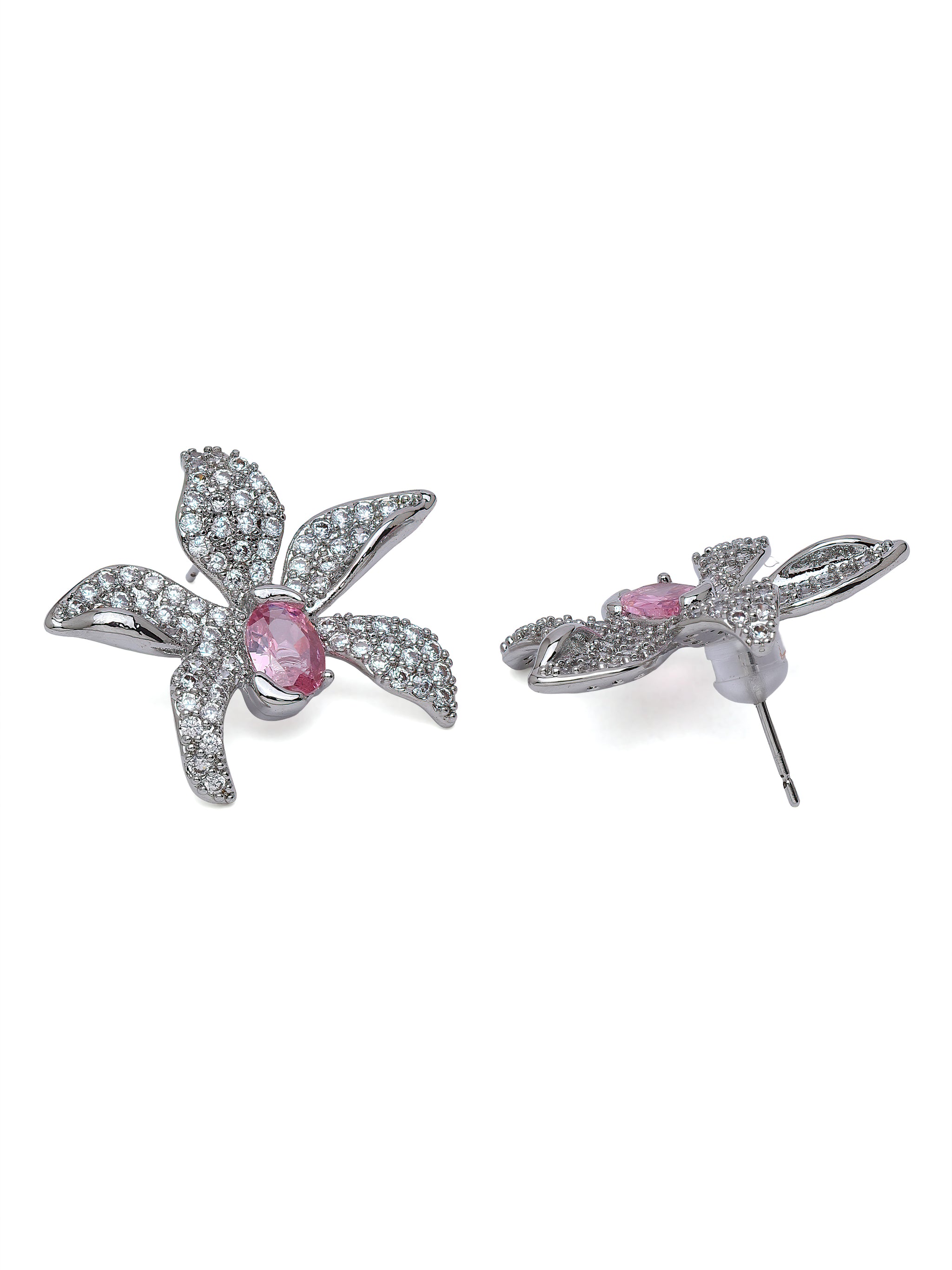 Floral Crystal Stud Earrings