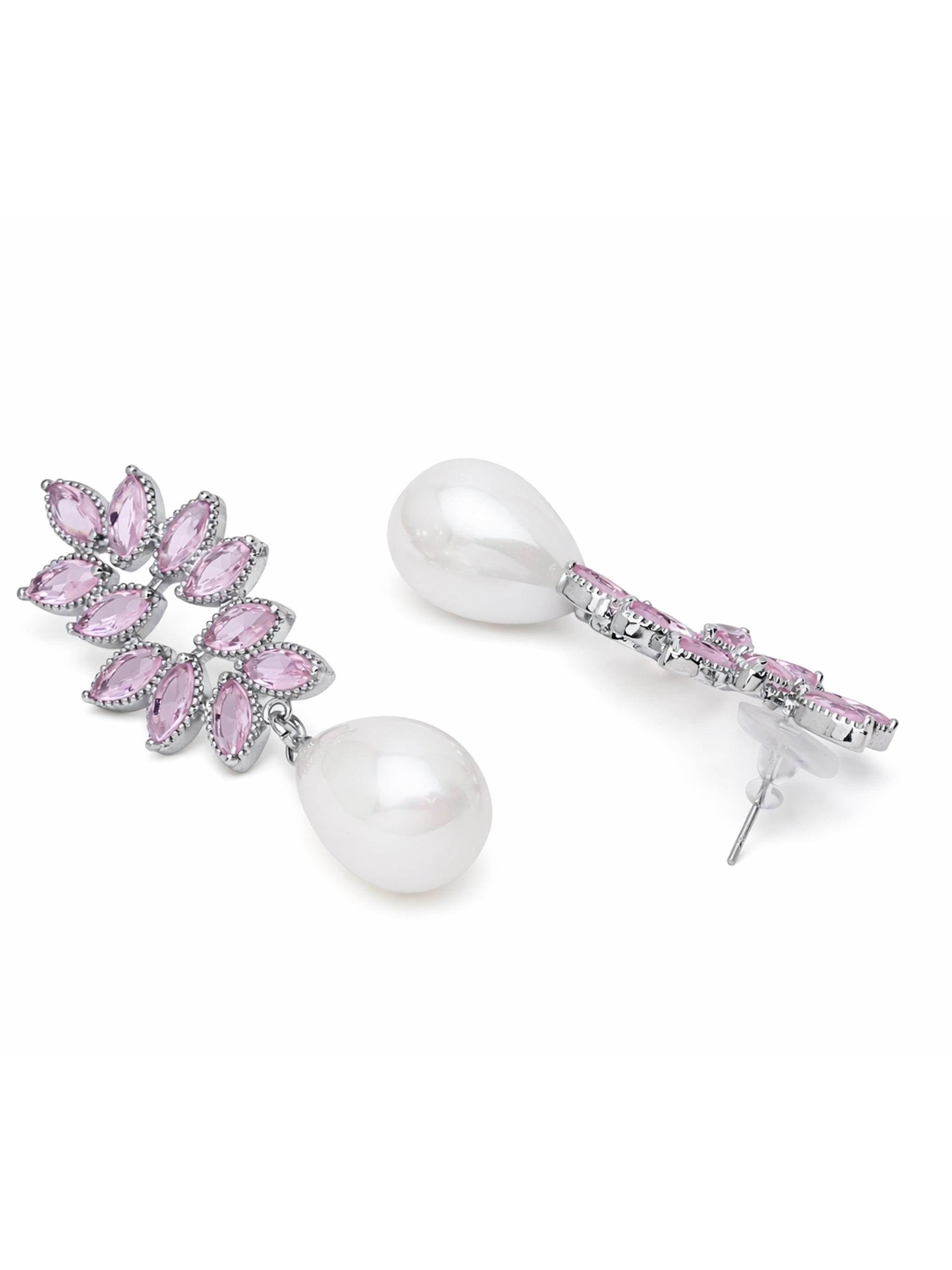 Marquise Leaf Pearl Drop Earrings