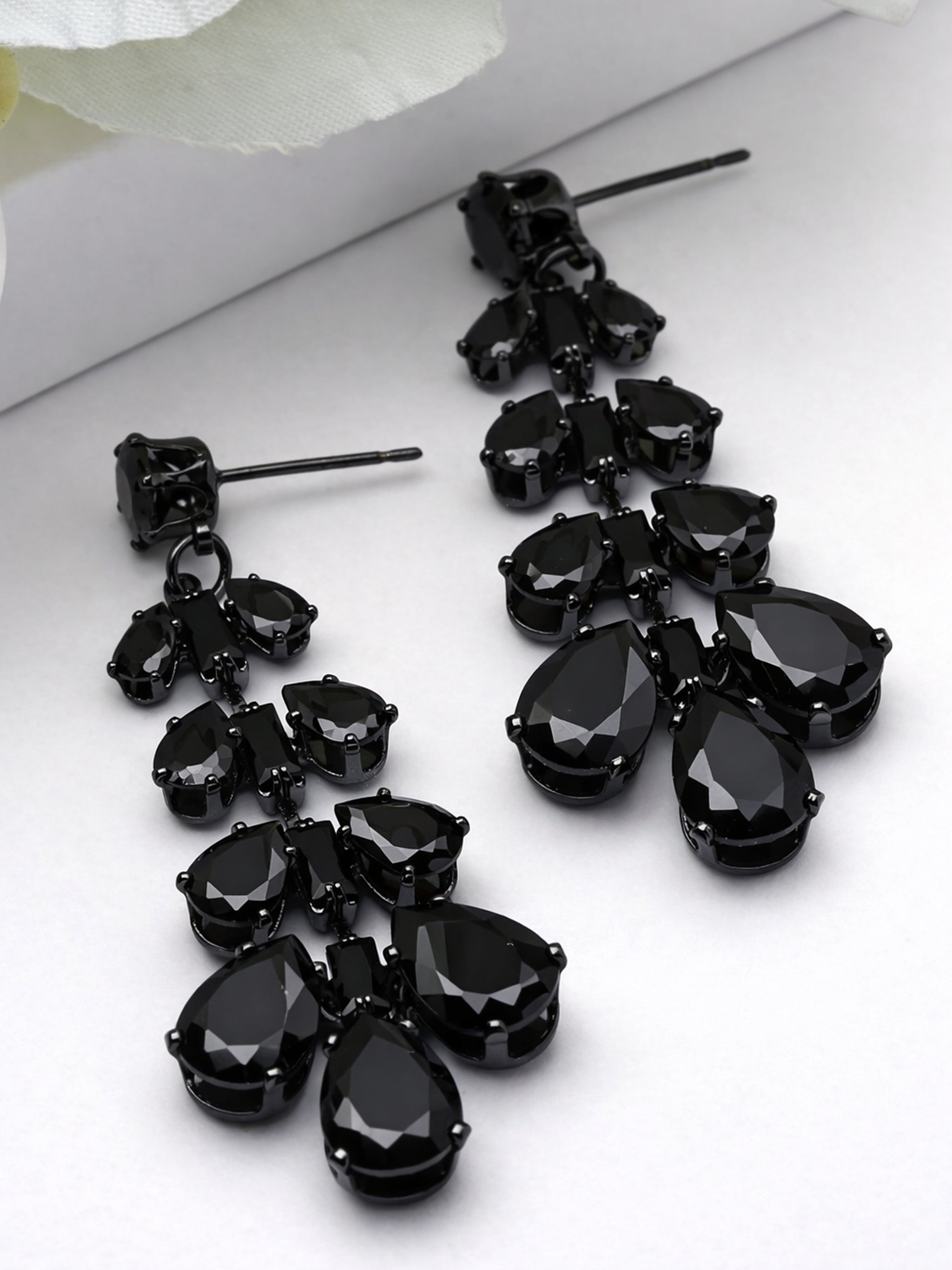 Jet Cluster Chandelier Earrings