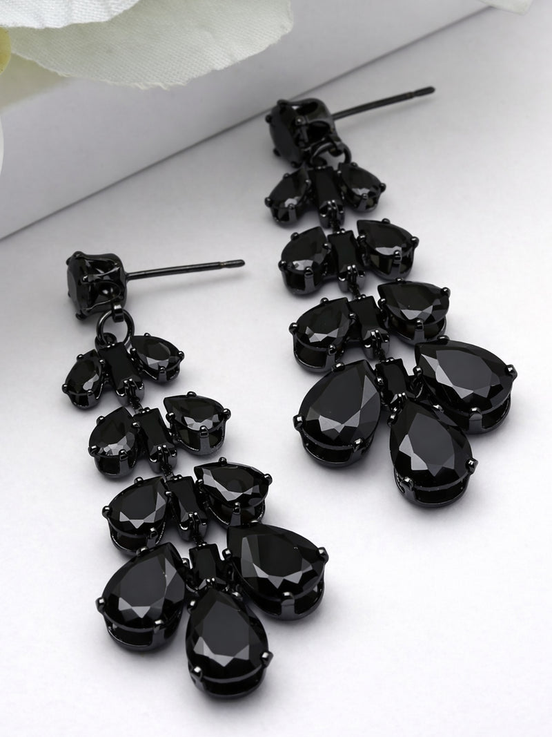 Jet Cluster Chandelier Earrings