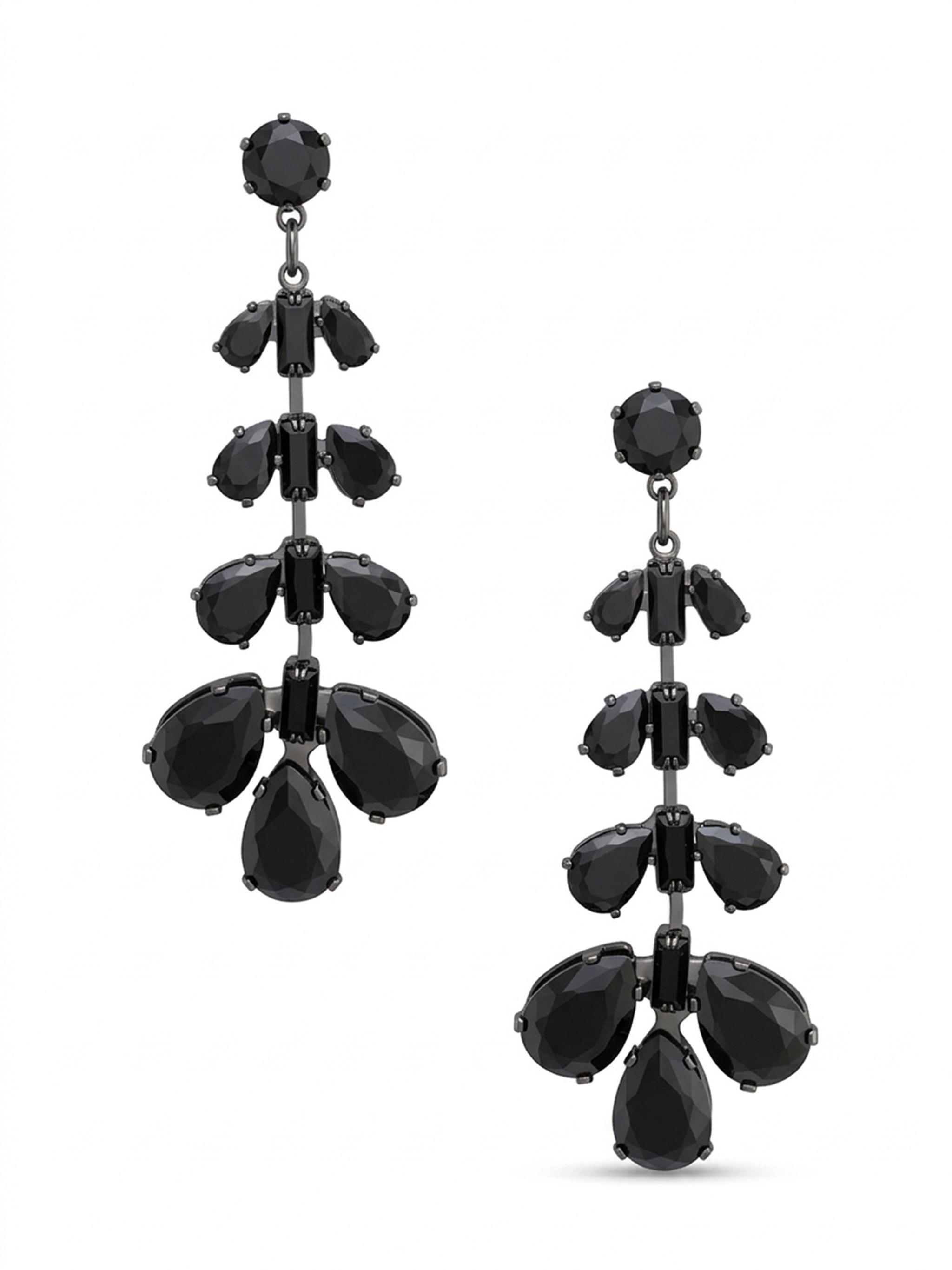 Jet Cluster Chandelier Earrings