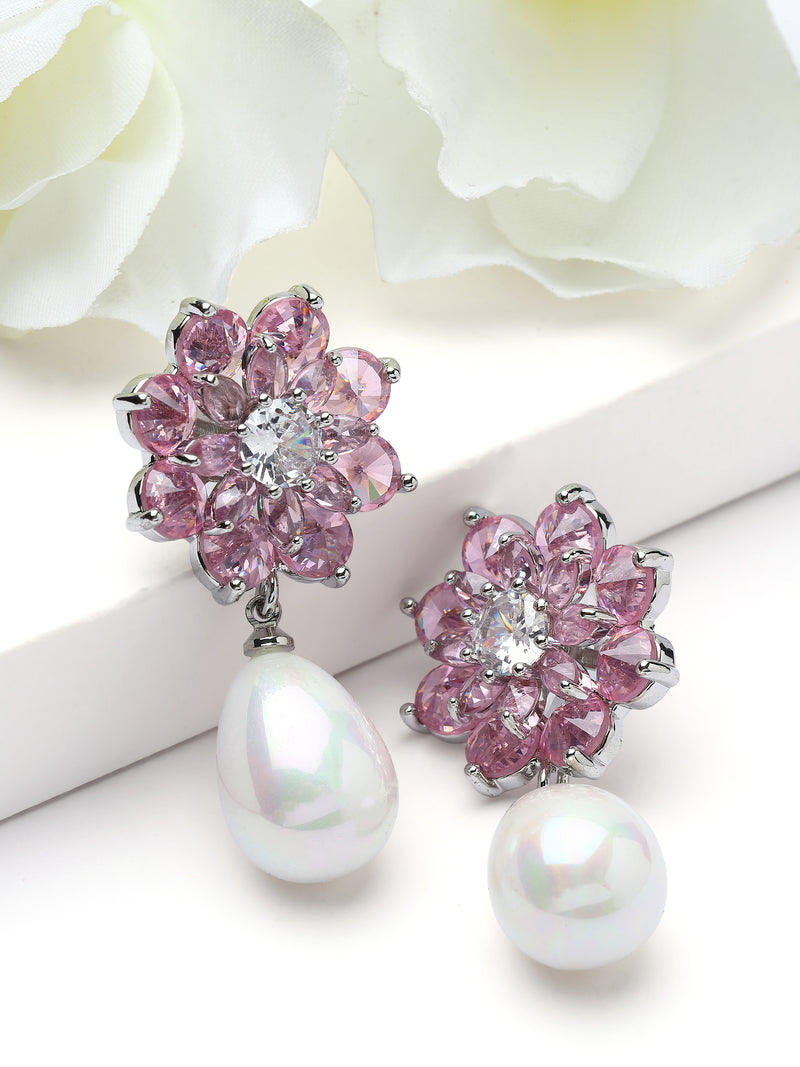 Floral Pearl Drop Earrings
