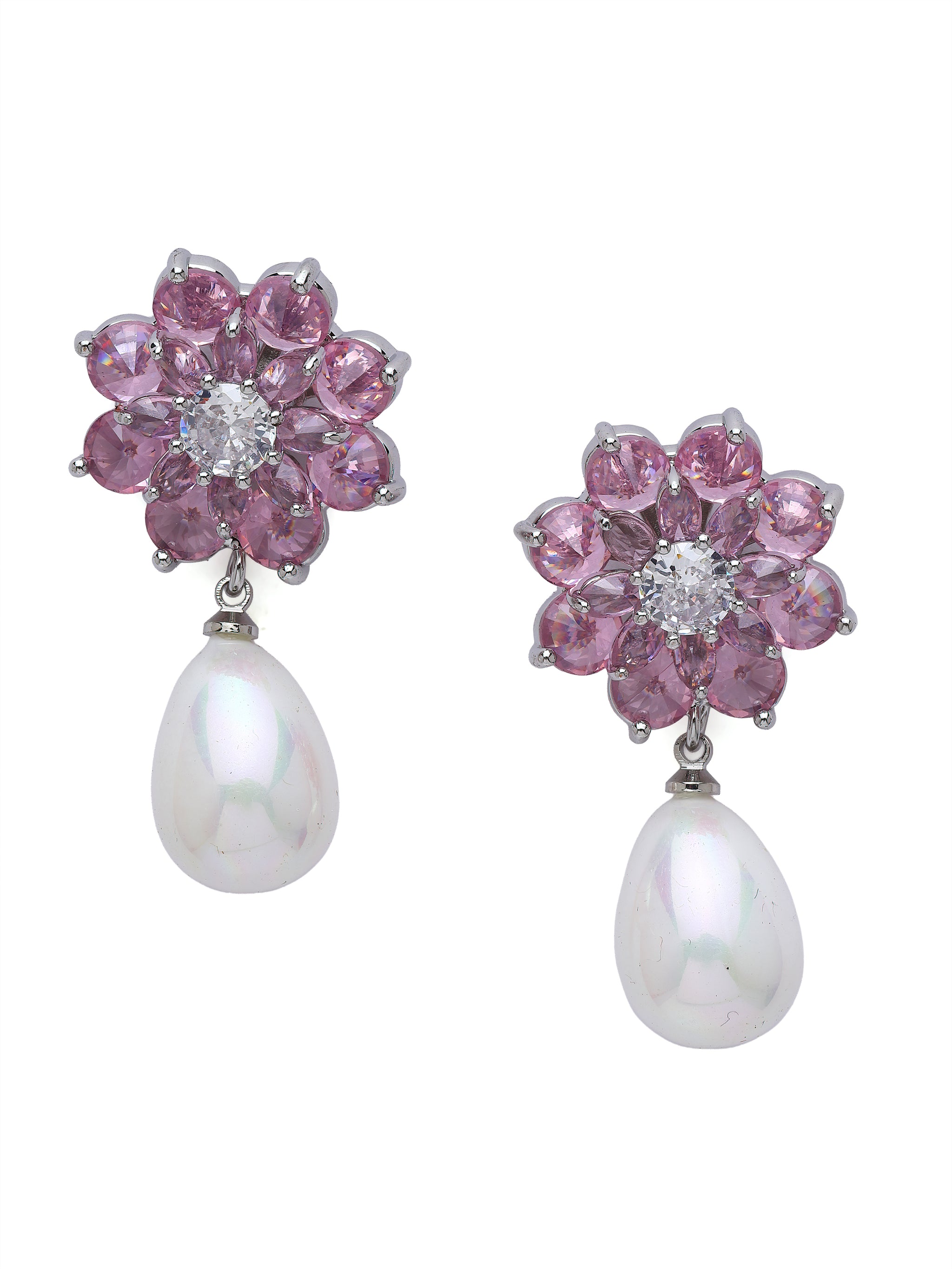 Floral Pearl Drop Earrings