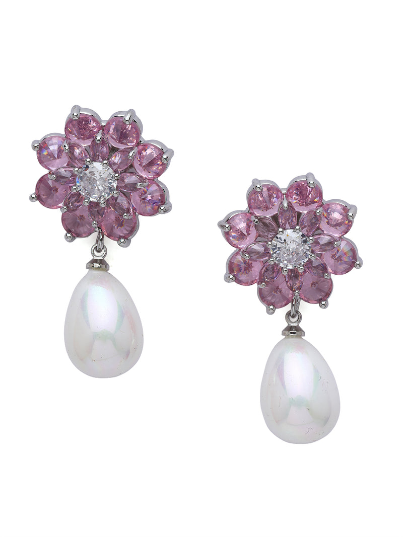 Floral Pearl Drop Earrings