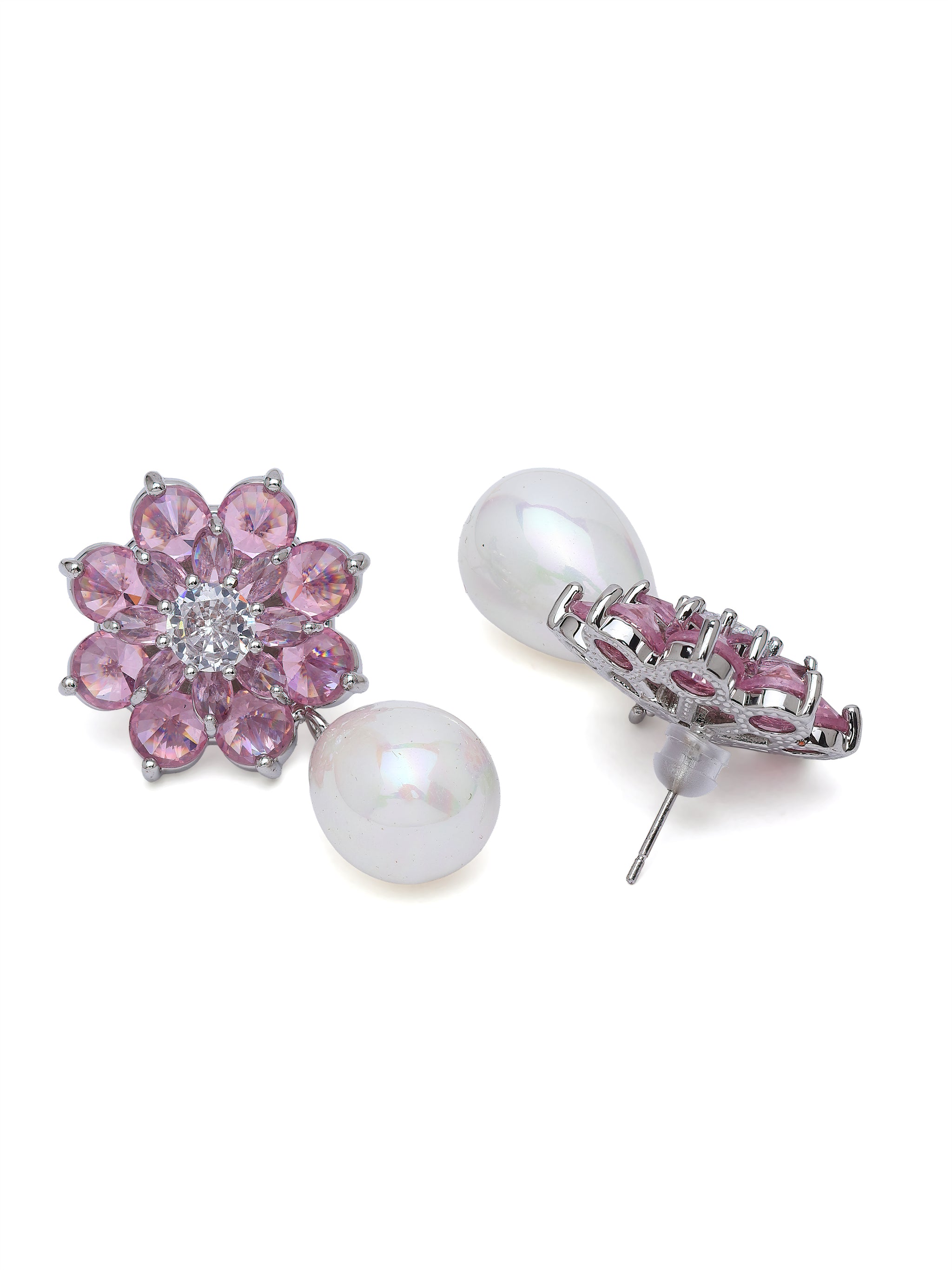 Floral Pearl Drop Earrings