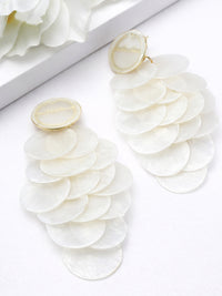 Natural Shell Disc Cascade Drop Earrings