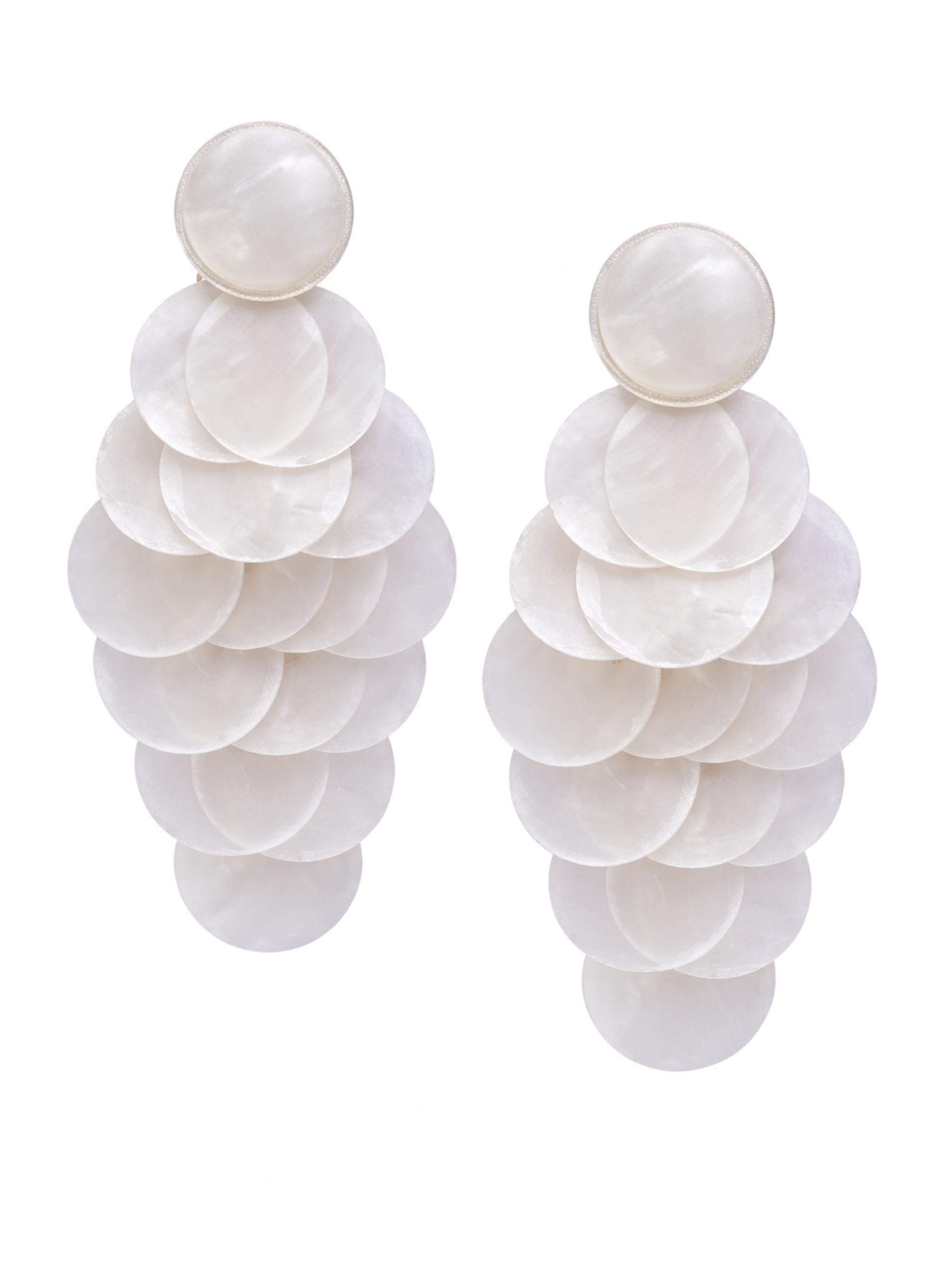 Natural Shell Disc Cascade Drop Earrings