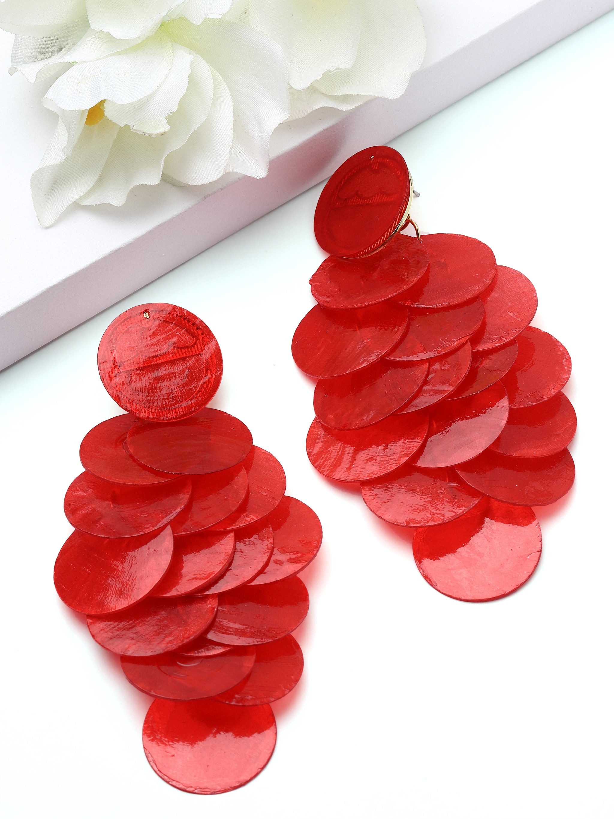 Natural Shell Disc Cascade Drop Earrings
