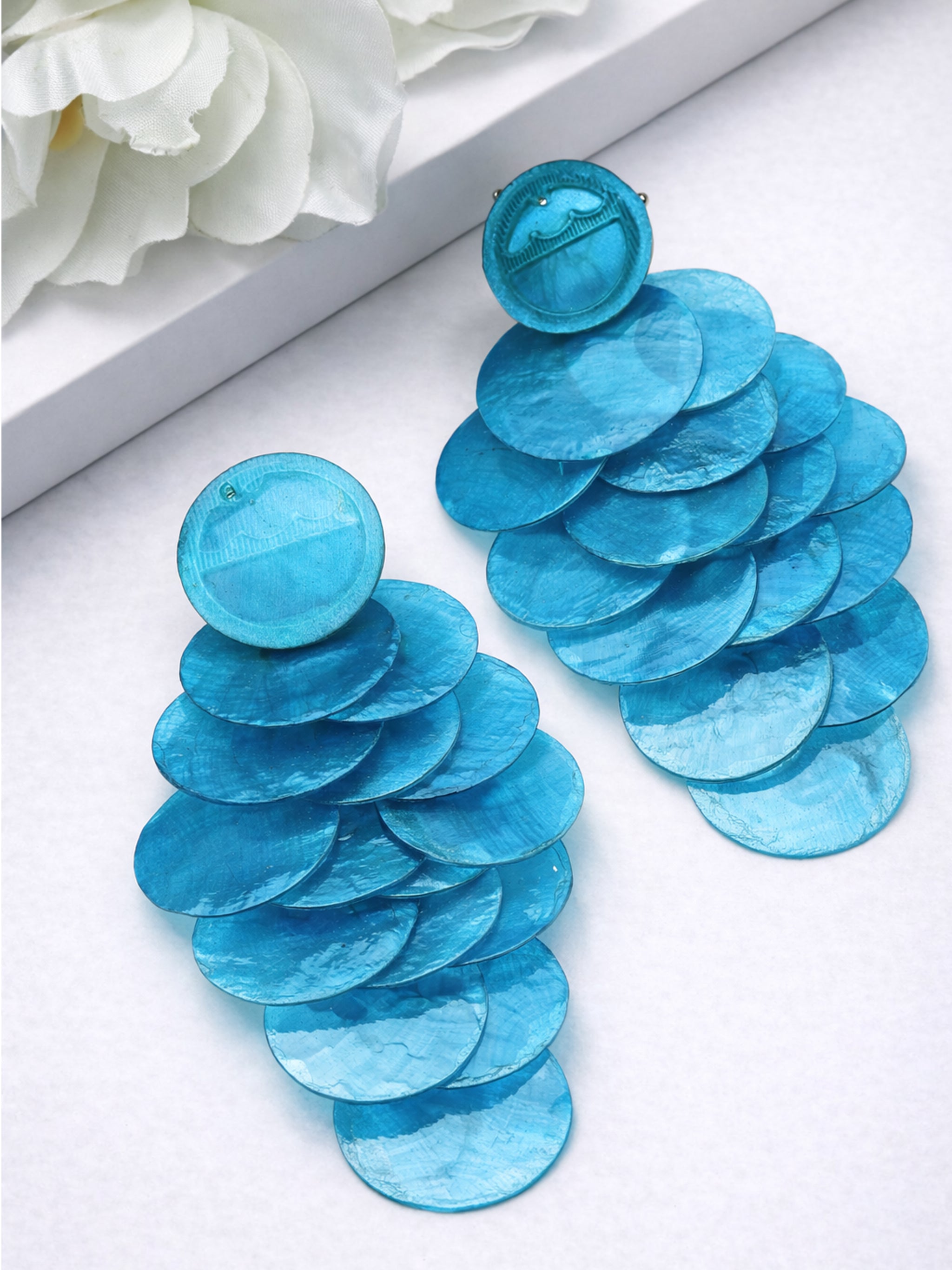 Natural Shell Disc Cascade Drop Earrings