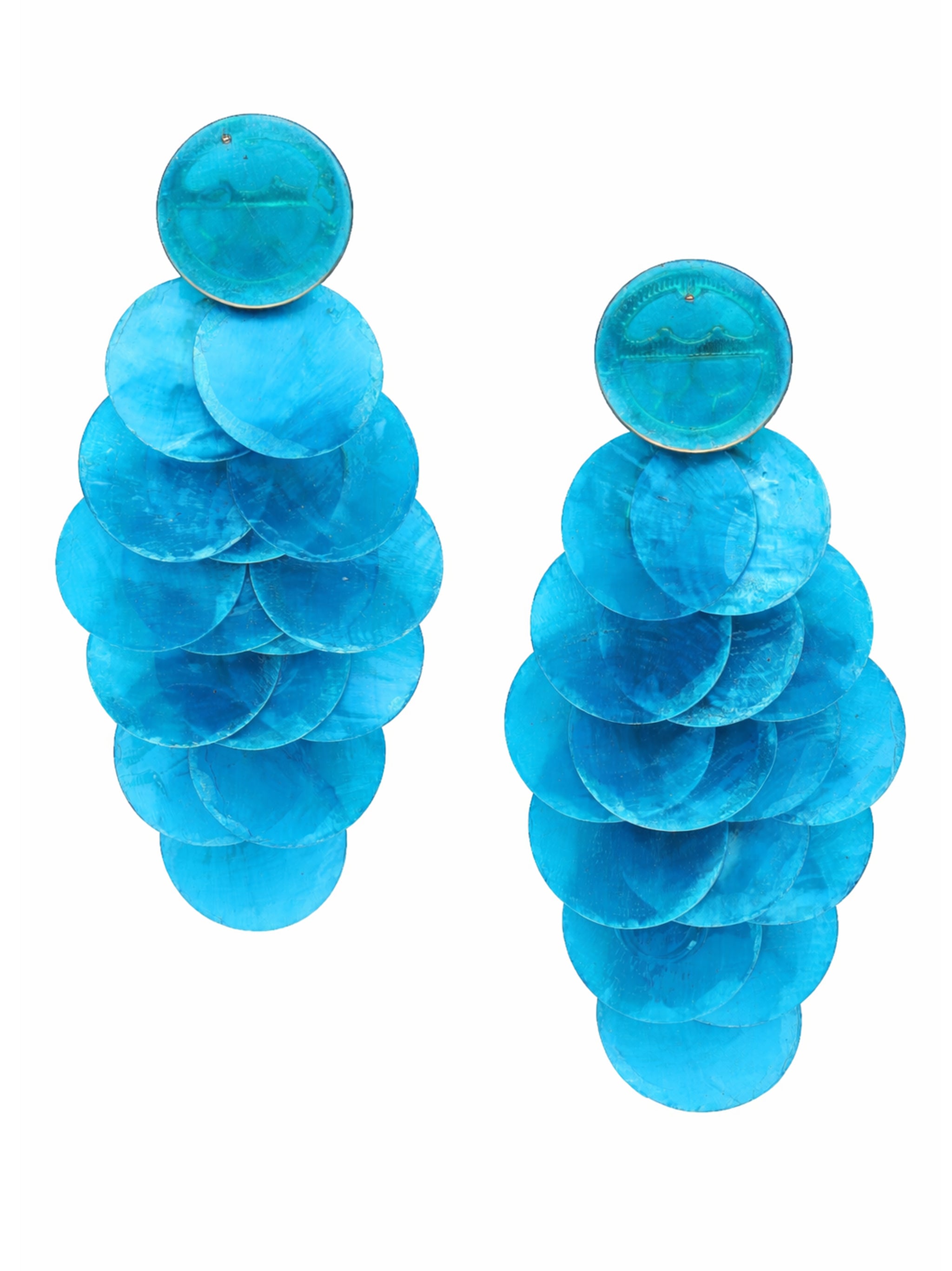 Natural Shell Disc Cascade Drop Earrings