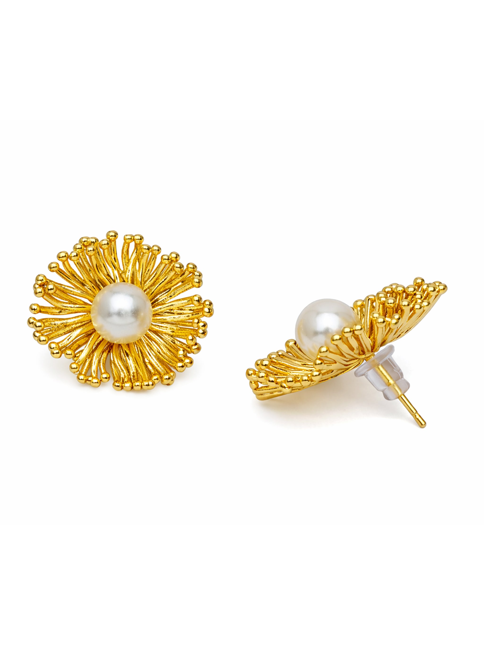 Sunburst Pearl Stud Earrings