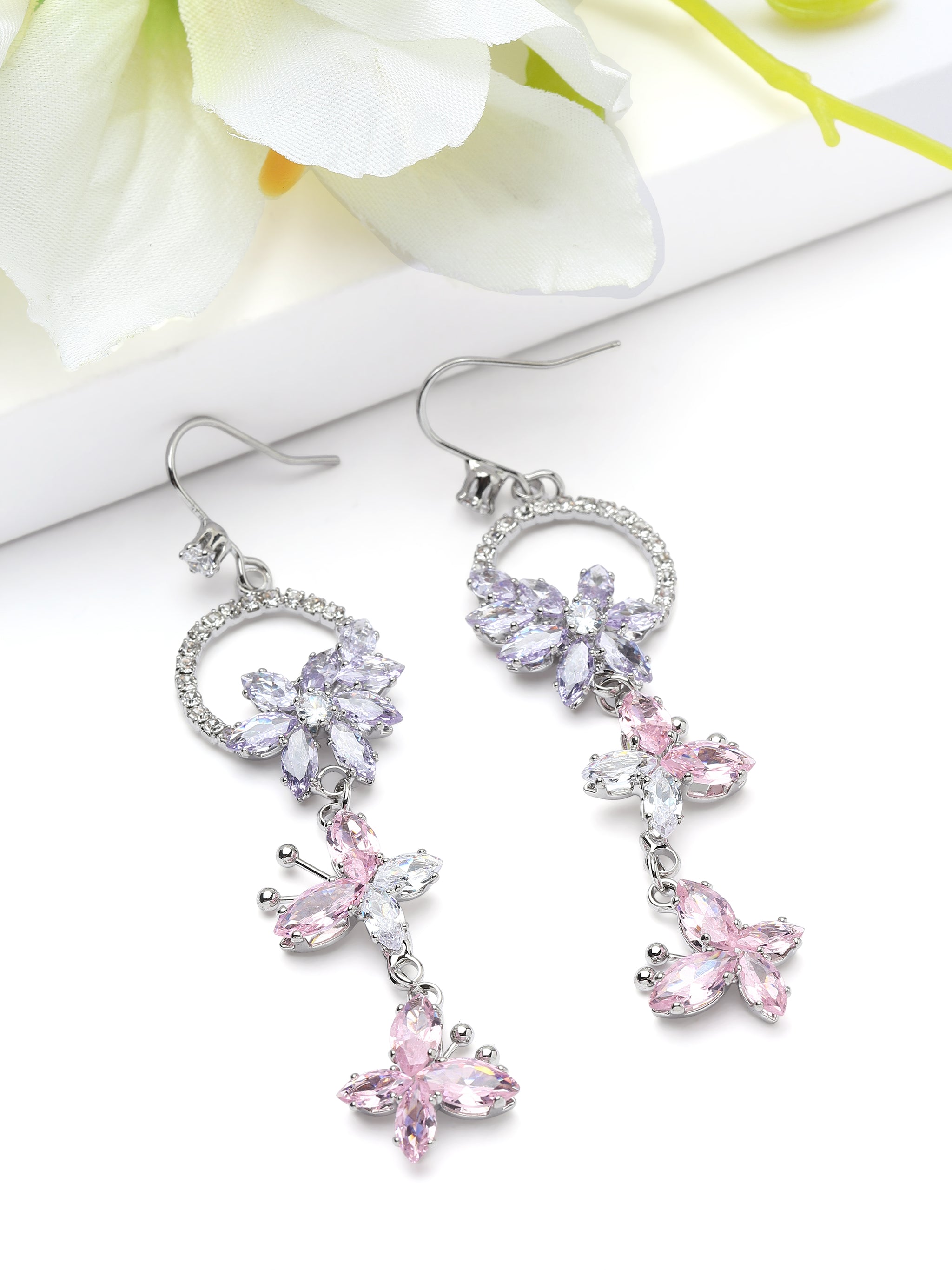 Floral Halo Chandelier Earrings