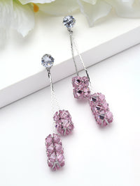 Crystal Ribbon Tassel Drop Earrings