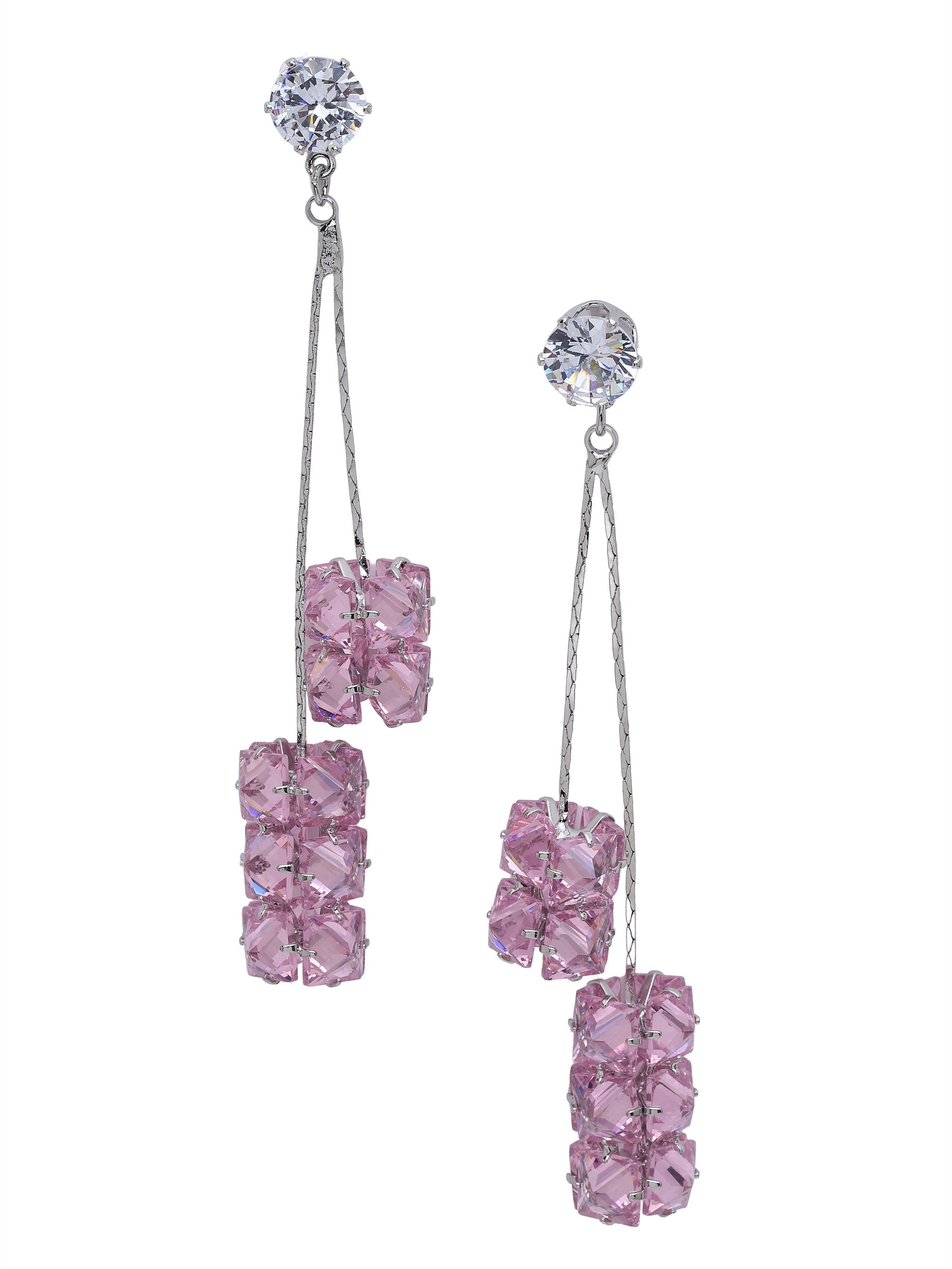Crystal Ribbon Tassel Drop Earrings