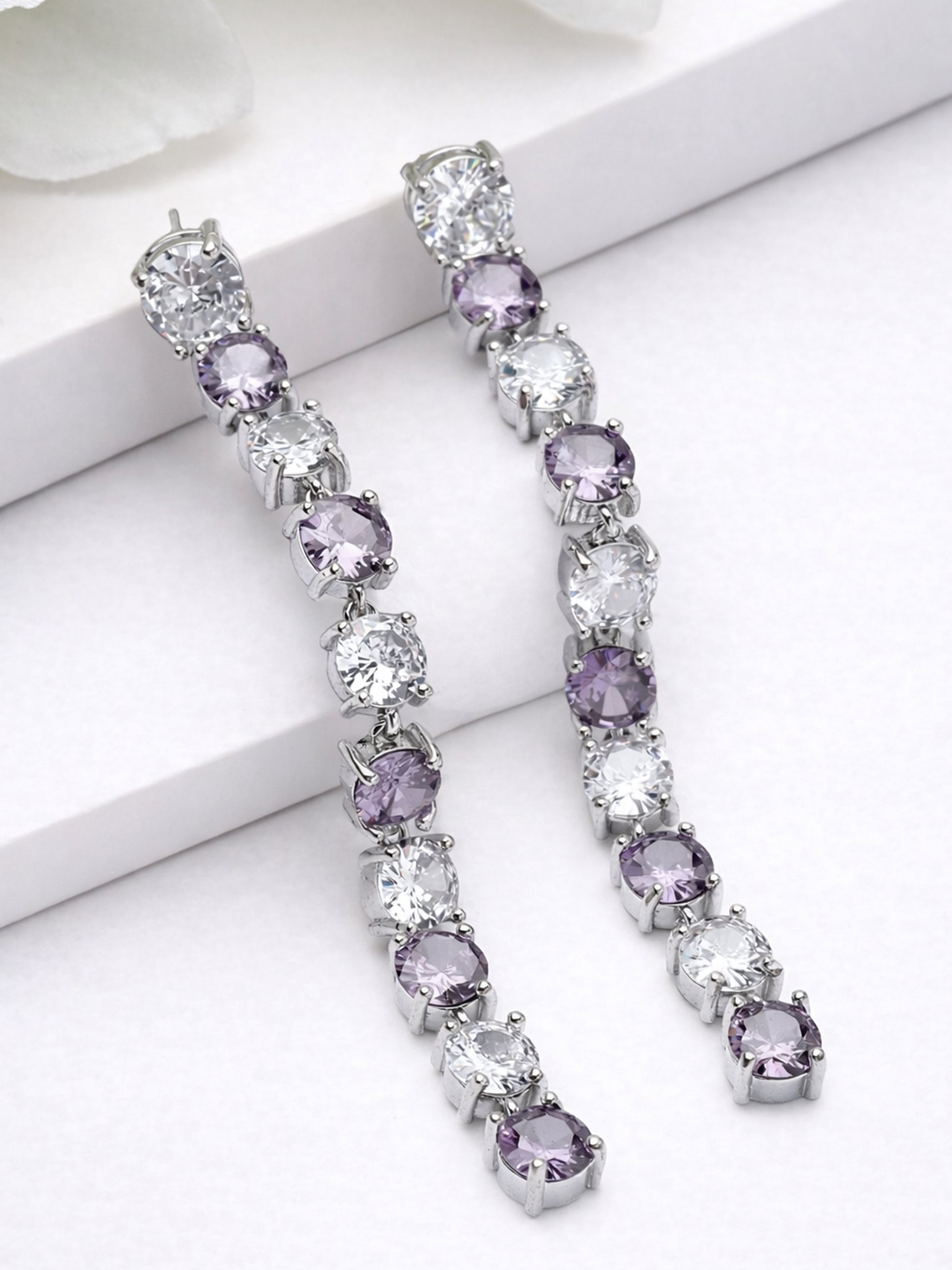 Graduated Crystal Line Drop Earrings