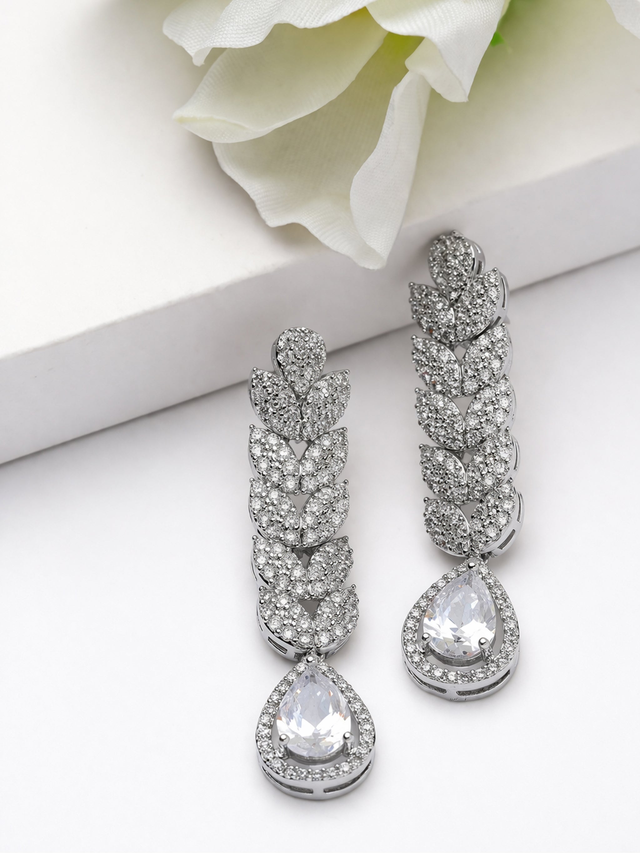 Leaf Cascade Teardrop Statement Earrings